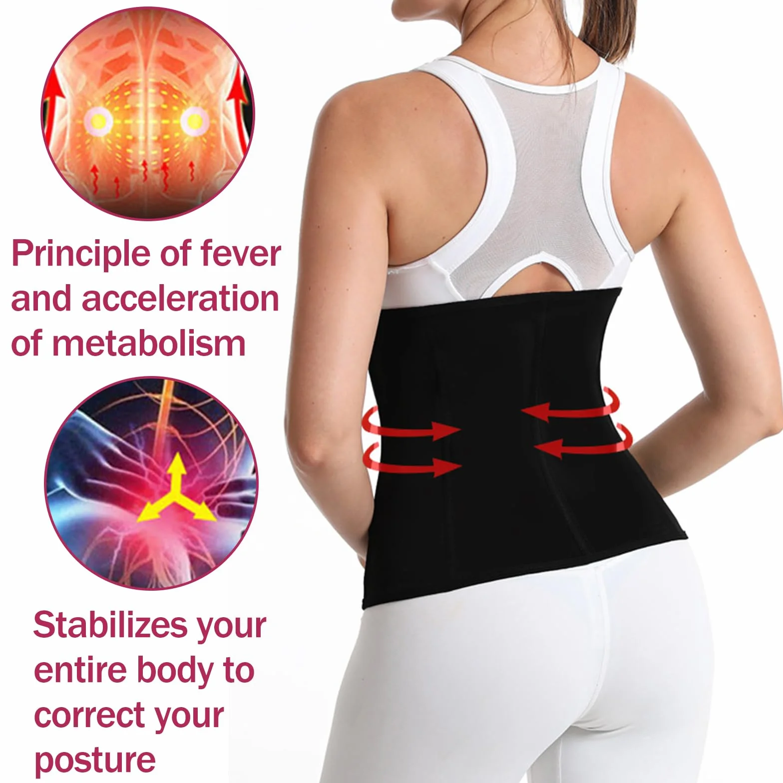 Płaszcz wyszczuplający brzuch, kobieca osłona wyszczuplająca brzuch, damski gorset wyszczuplający, body modelujące brzuch, pas trener talia, L, czarny, L