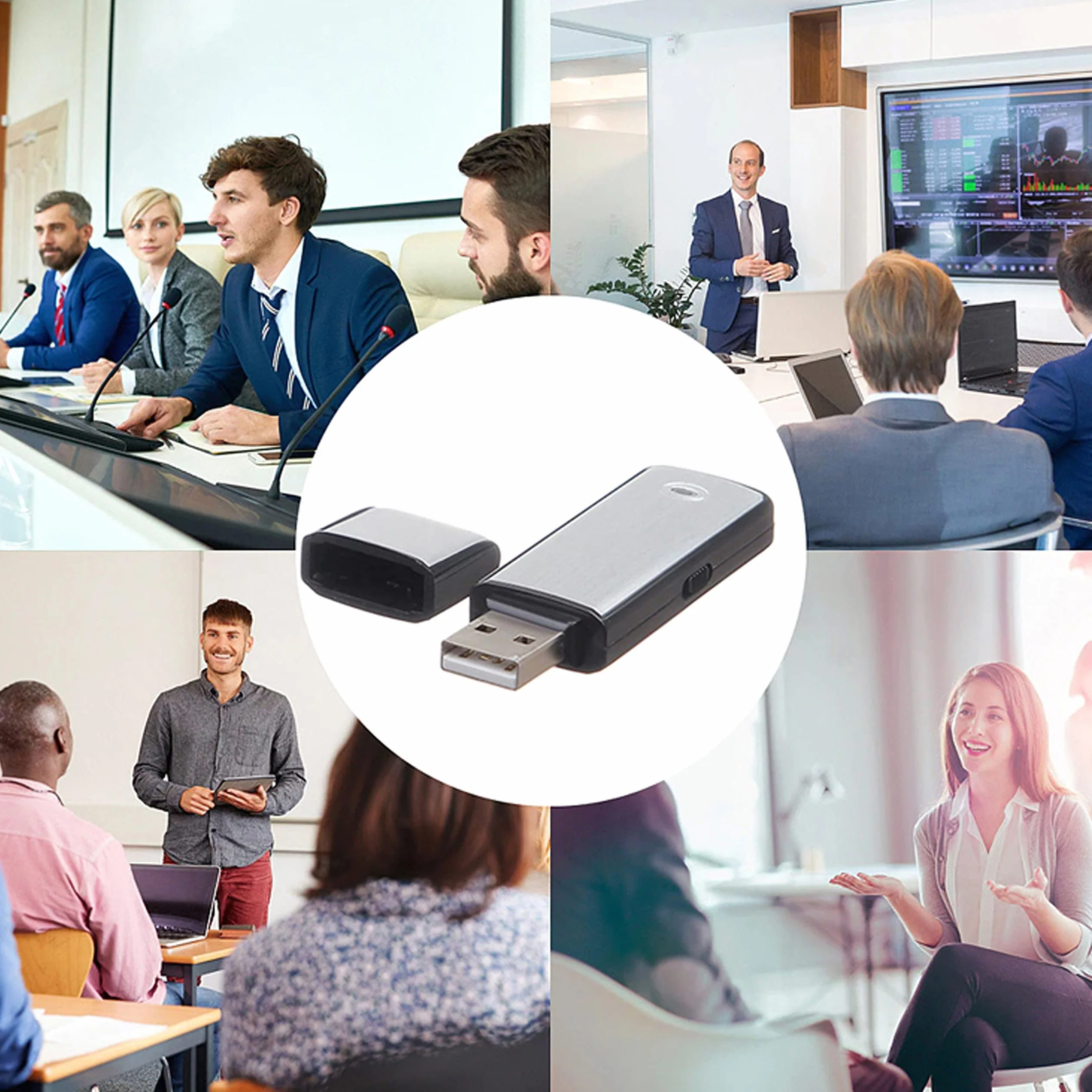 Retoo Dyktafon cyfrowy USB z 8 GB, aktywacja głosowa, urządzenie do nagrywania wykładów, wykładów, wywiadów, spotkań, mini dyktafonu z aktywowanym głosem