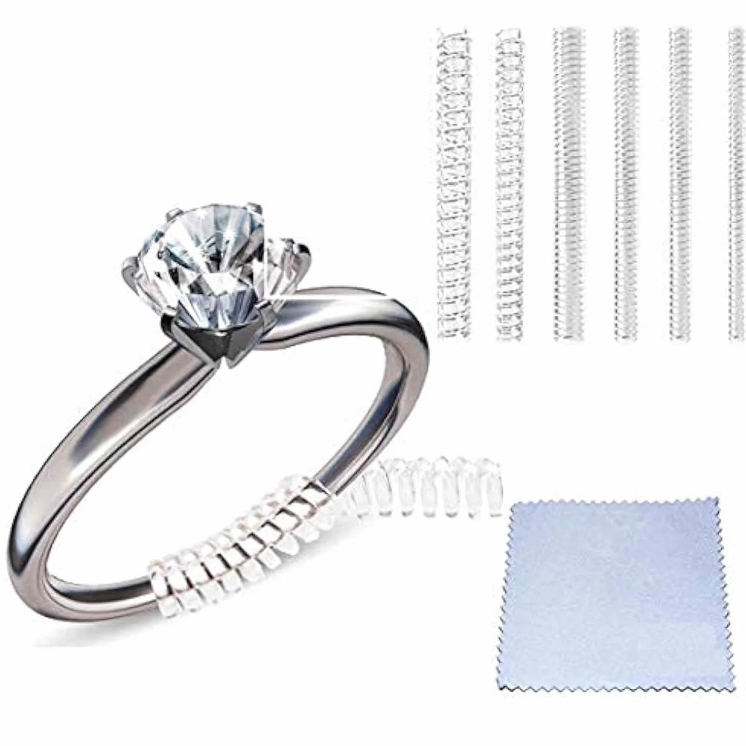 Eiito Ring Size-4, Ściereczka Do Czyszczenia, Regulator Rozmiaru Obrączek, Przeroczysty, 12 Sztuk