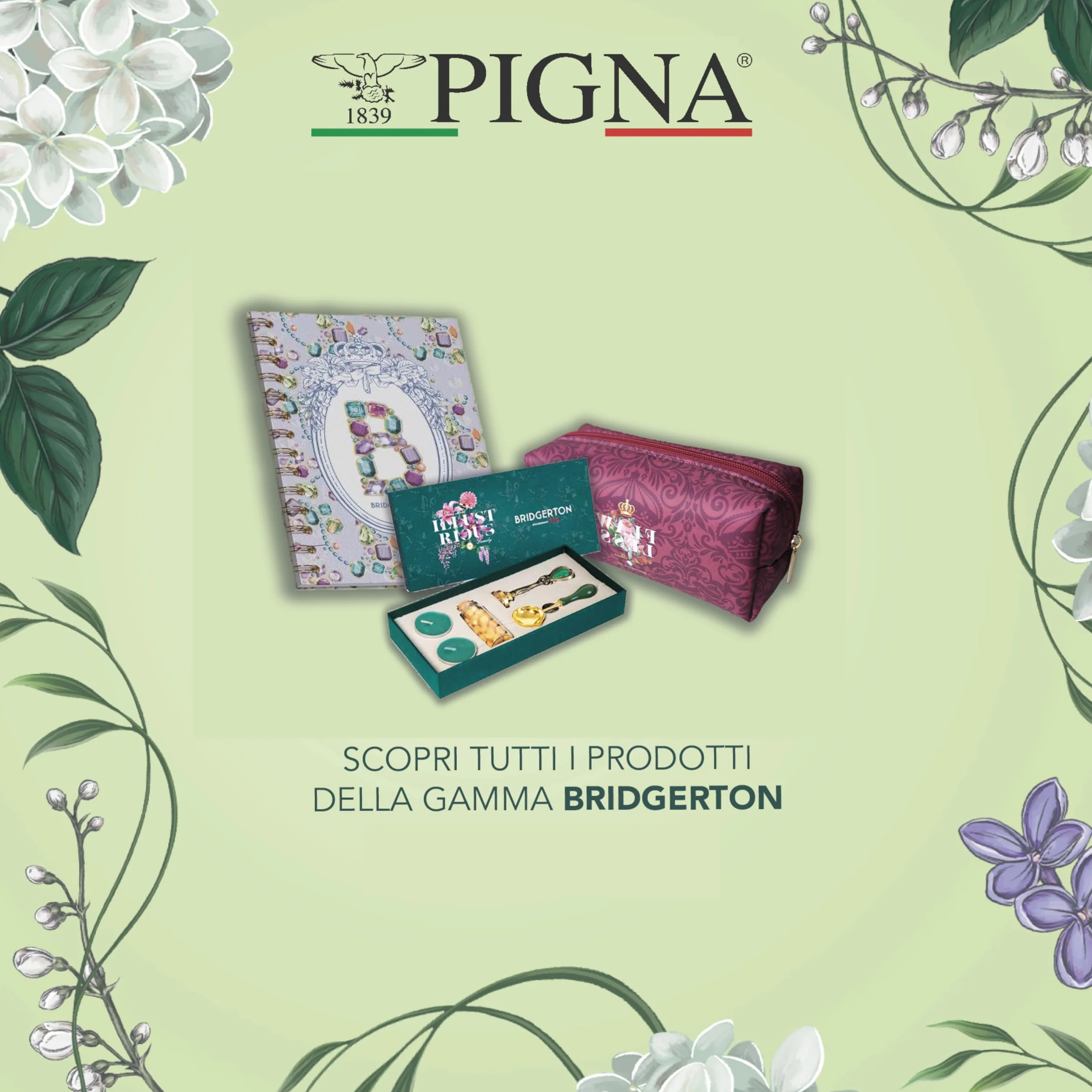 Pigna Bridgerton zestaw do pisania (2 ołówki, 1 temperówka, 1 gumka i 1 linijka), zestaw do pisania w blaszanym pudełku