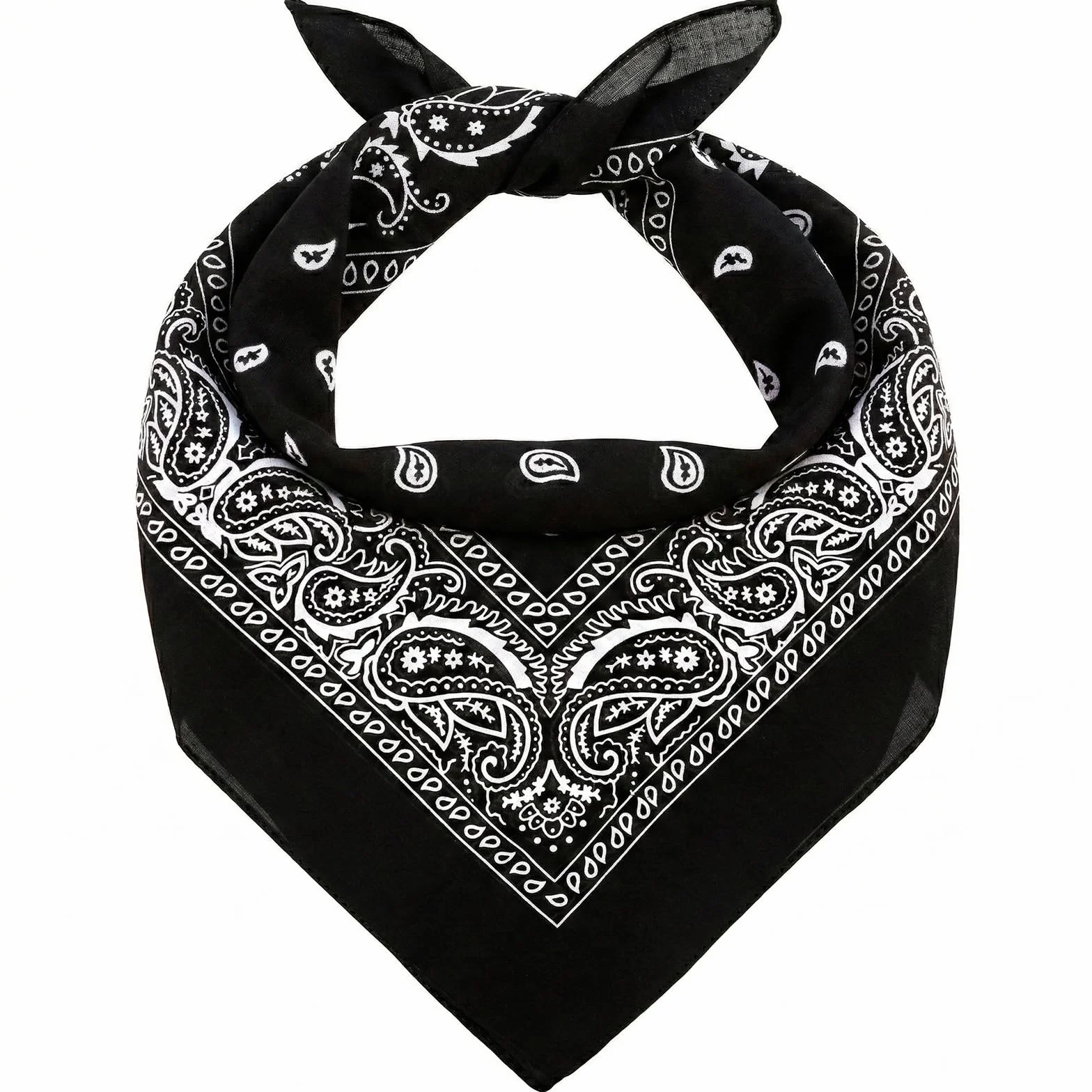 AURAE Czarna bandana – 100% bawełna i naturalne włókna – czarna chustka bez poliestru – miękka, trwała i nadająca się do prania w pralce – dla mężczyzn i kobiet – uniseks i dzieci