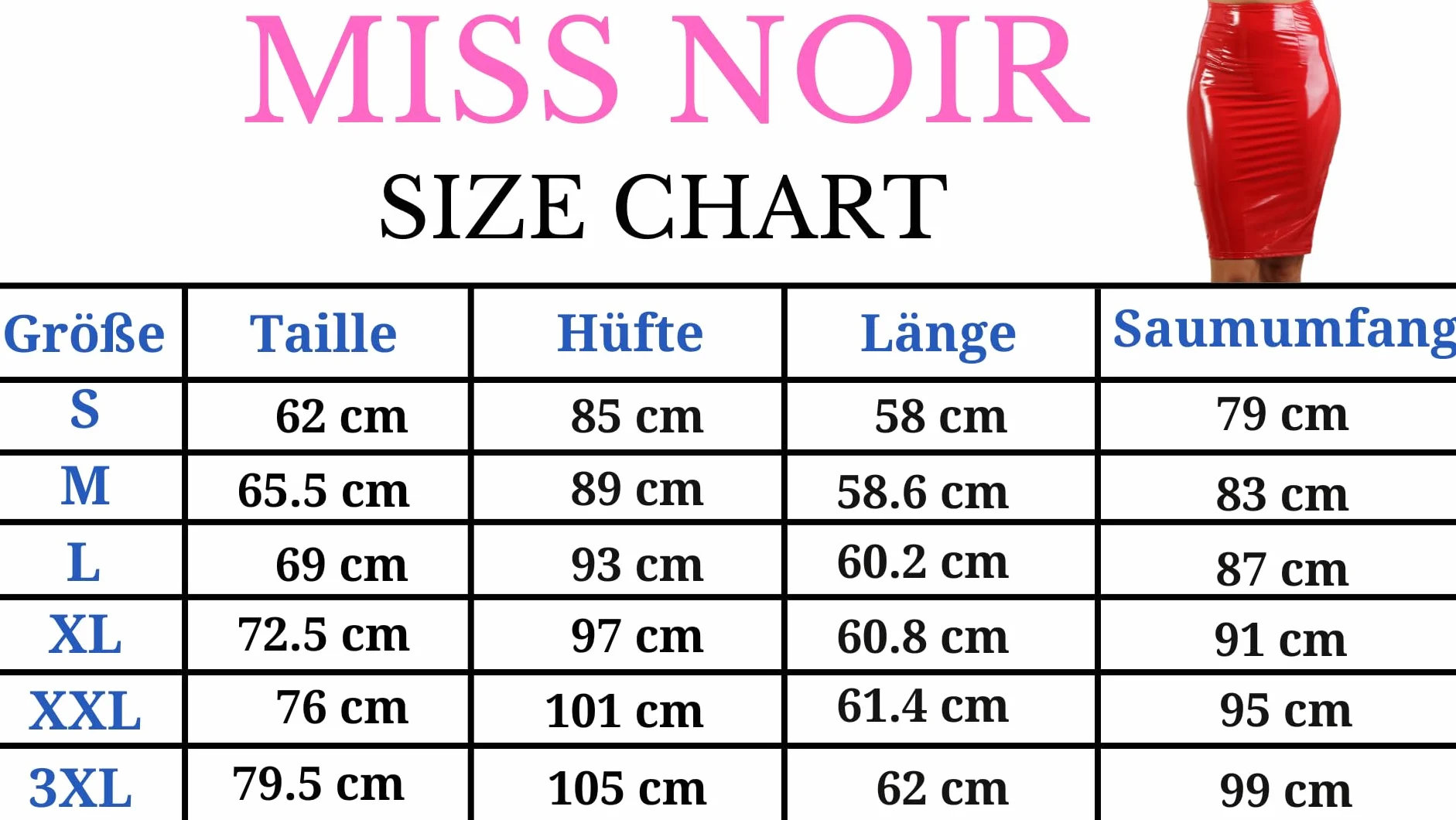 MISS NOIR Damskie spódnice Wetlook Vinyl Bodycon Clubwear Długość do kolan, Party Lack Rock z zamkiem błyskawicznym z tyłu