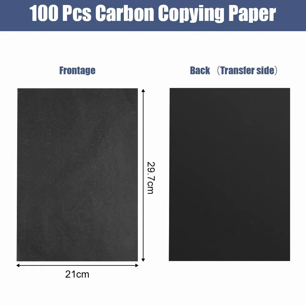 OSDUE Czarny papier kalkowy,100 arkuszy, kalka kreślarska A4 papier,czarny papier grafitowy transferowy z 5 rysikami do odrysowywania wzorów na drewnie, tkaninie, płótnie, napisach i szkicach