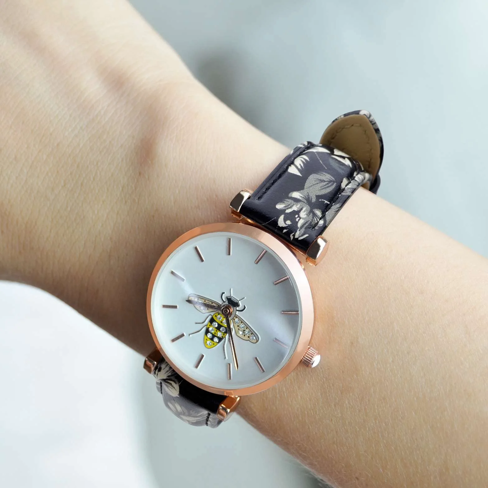 WOCCI Kwiatowy pasek do zegarka, paski zastępcze z prawdziwej skóry, paski szybkiego zwalniania, zapięcie ze stali nierdzewnej, 18 mm 20 mm 22 mm