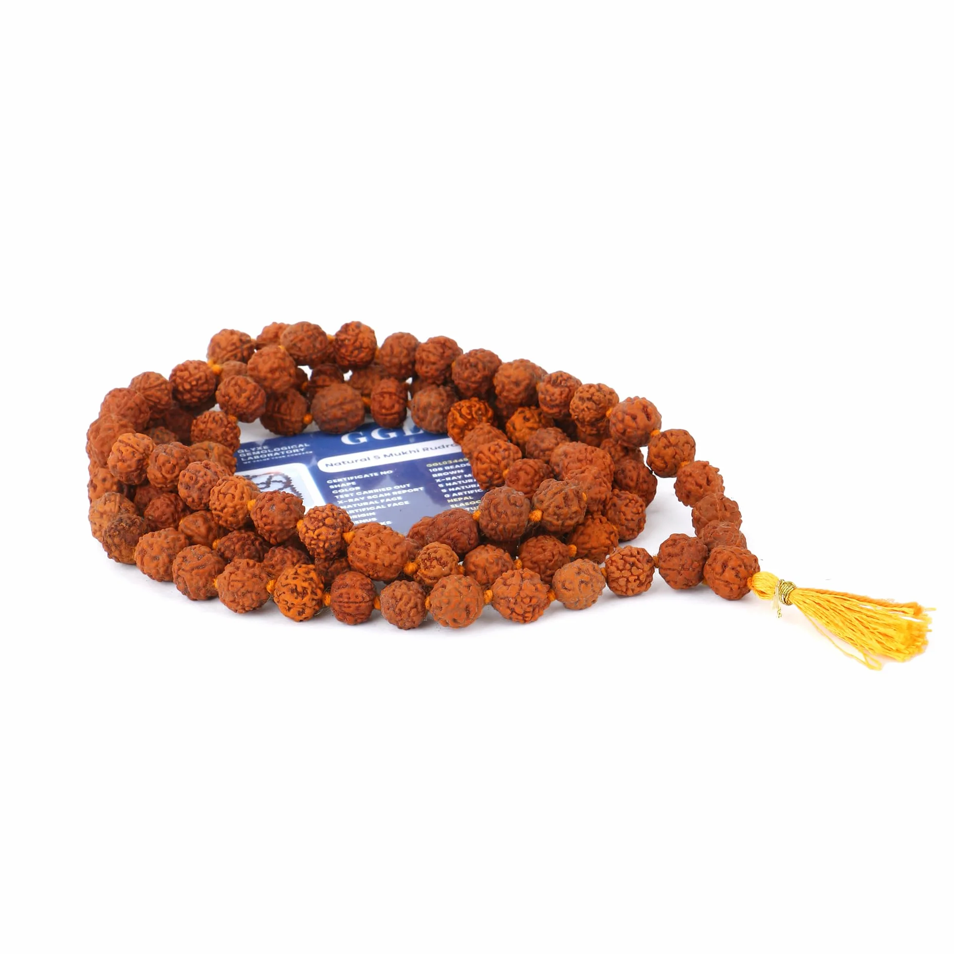 Zap Impex Rudraksha Mala certyfikowany naturalny Rudraksh Mala oryginalny certyfikat Rudraksha Mala 5 mm Rudraksh (rozmiar: 5 mm, perły: 108 + 1), Nasiona