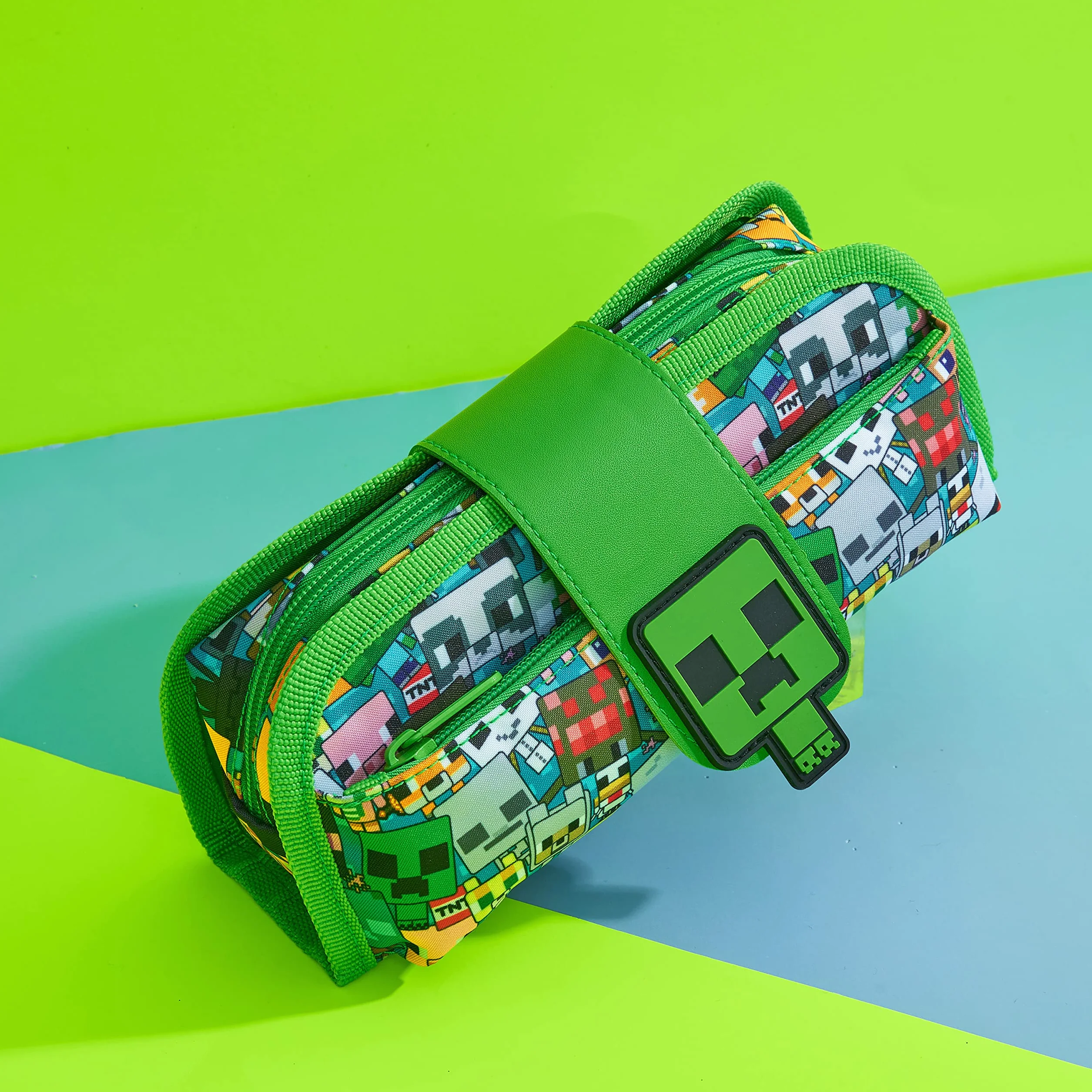 Minecraft piórnik dla chłopców i dziewczynek, etui na długopisy dla dzieci i graczy z wieloma przegródkami i odpinanym zamkiem błyskawicznym 2 w 1