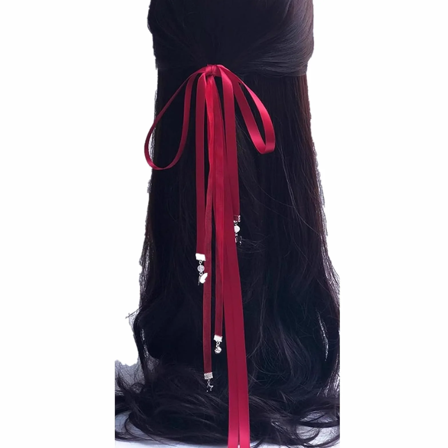 JinYu Czerwona opaska na głowę Hua Cheng Cosplay Tian Guan Ci Fu Kostiumowa moda antyczna wstążka do włosów i 10 sztuk naklejek