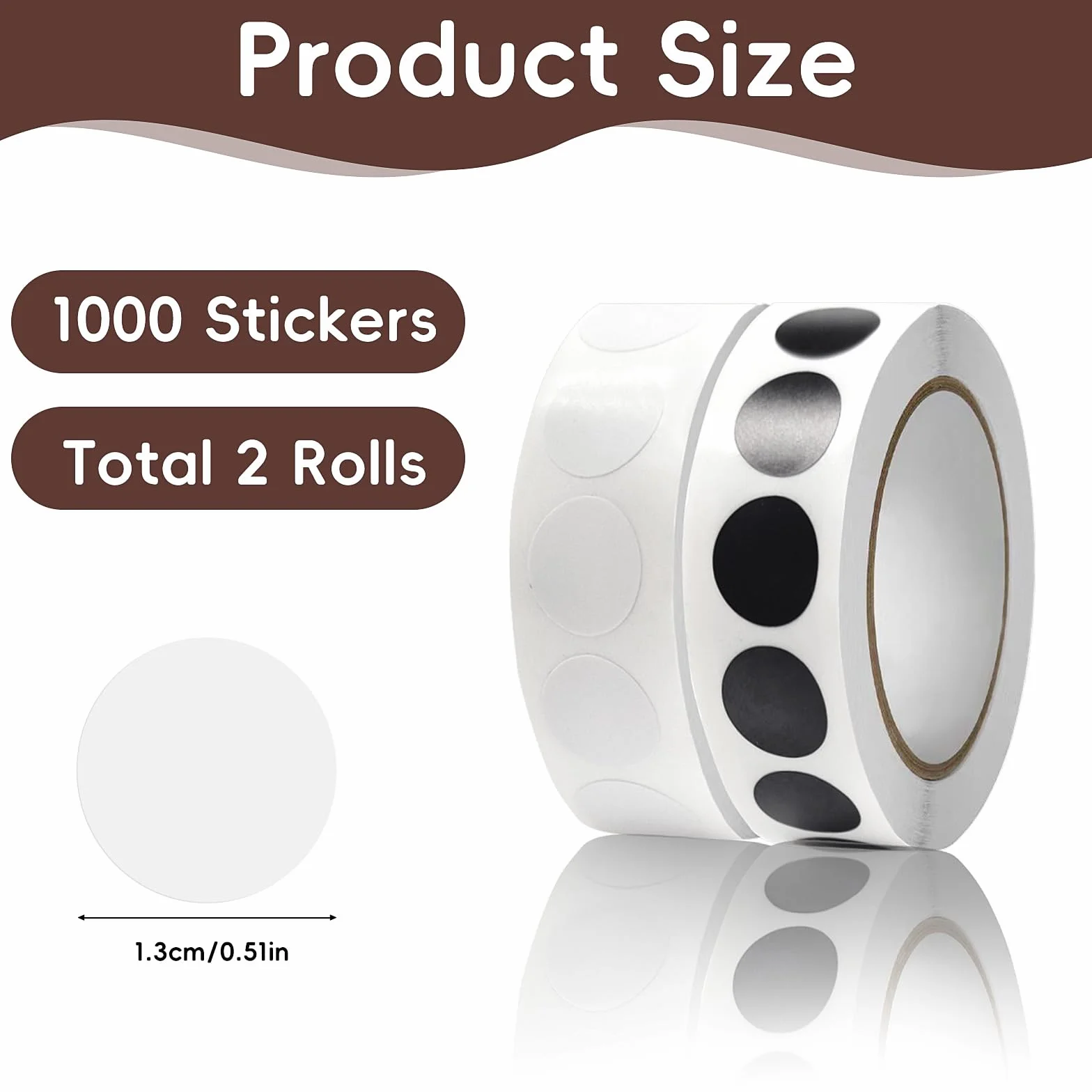 2 tomy okrągłych naklejek 13 mm, czarno-białe, samoprzylepne etykiety z kodami kolorystycznymi, małe kropki samoprzylepne, białe, do biura, sklepu, domu i klasy, 2000 sztuk