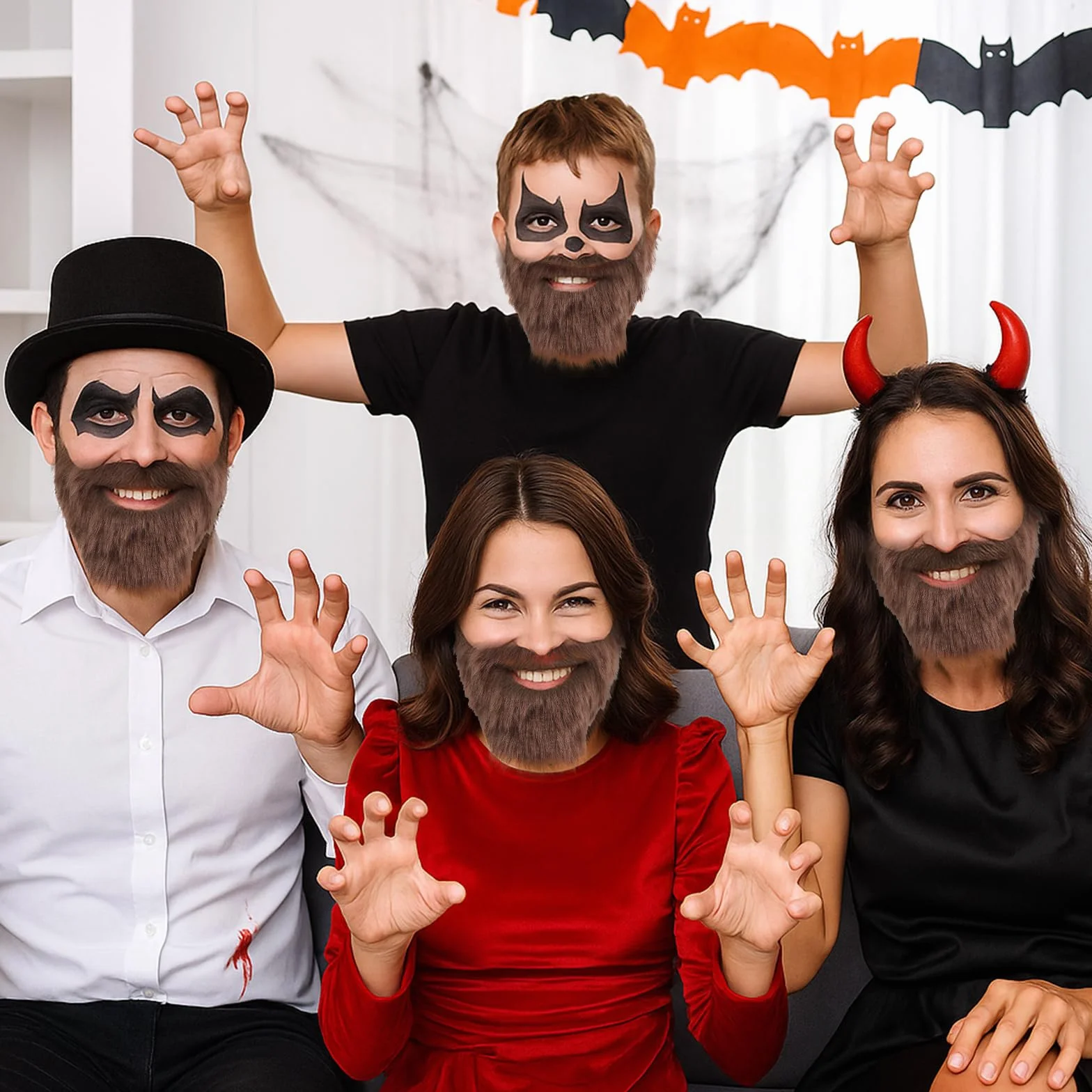 1 sztuka wąsów na Halloween, zabawna sztuczna broda, brązowa sztuczna broda z gumową taśmą, realistyczny sznaucer na akcesoria cosplay, imprezę tematyczną, Boże Narodzenie i Halloween