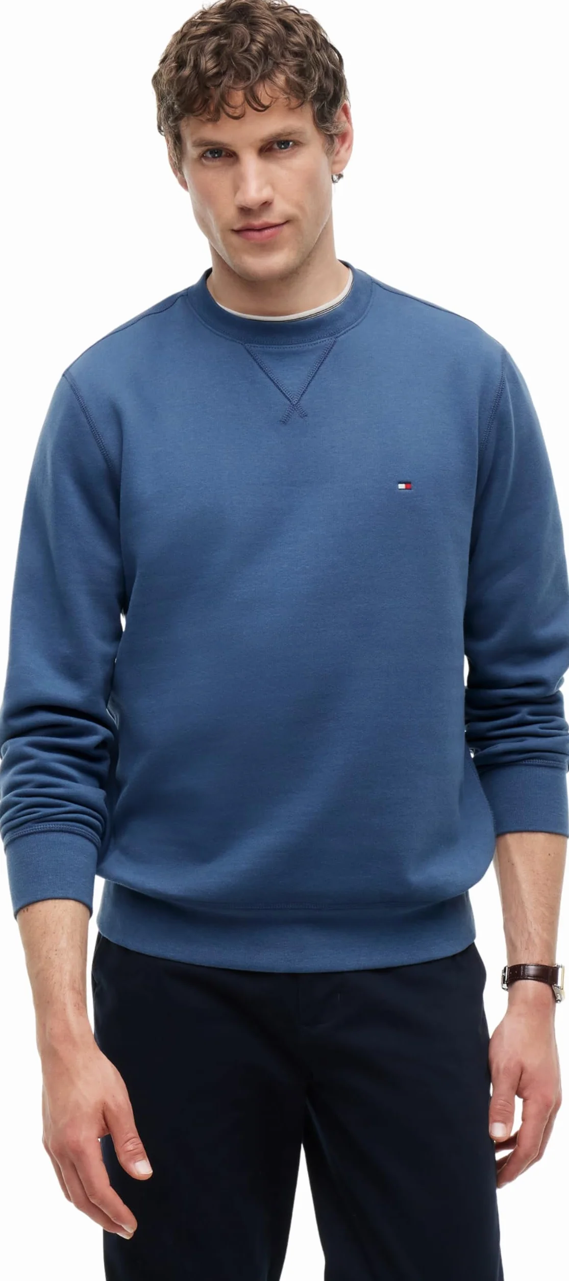 Tommy Hilfiger Męska bluza z polaru ESS SEASONAL CREWNECK MW0MW40000, niebieska, XL, Niebieski (Morze Egejskie), XL