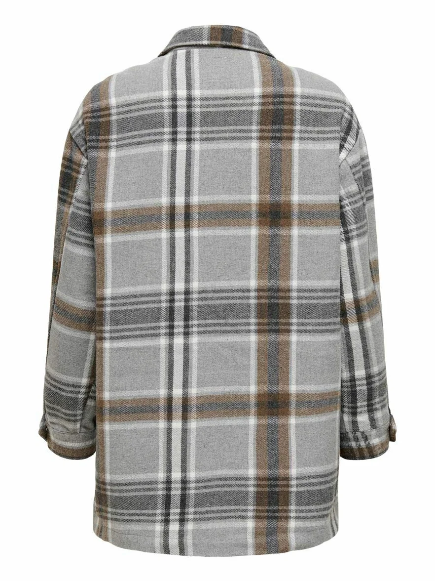 ONLY Onlellene-Valda Check Shacket PNT damska kurtka koszulowa, Chipmunk/Checks:check, 36