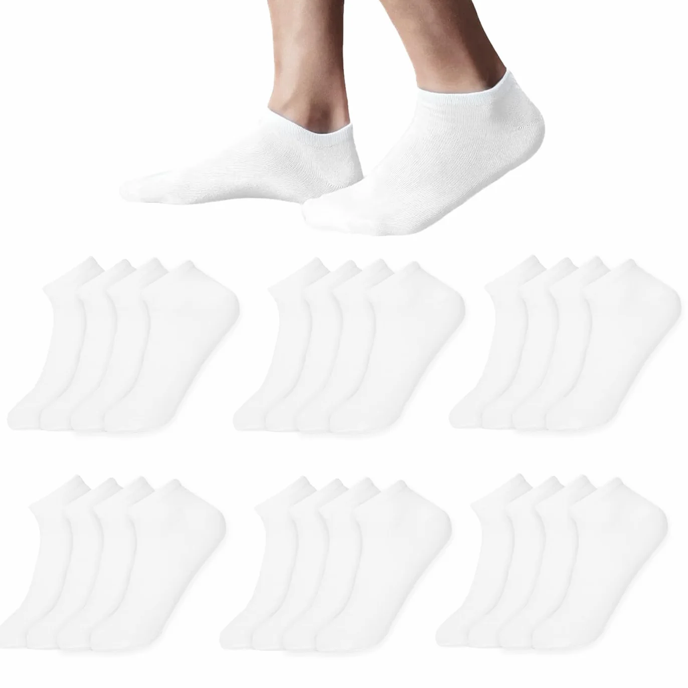 MERCURY TEXTIL - 12 par skarpet unisex lekkie bawełniane kostki, krótkie skarpety męskie, oddychające skarpety damskie.