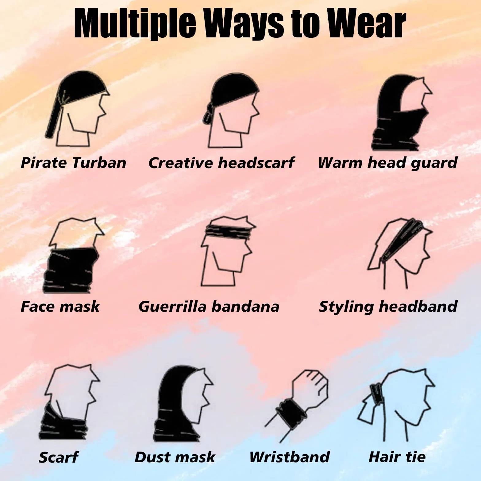 8 sztuk wielofunkcyjnych chust, szalik, magiczny, bezszwowy, bandana, chusta na głowę, unisex, do aktywności na świeżym powietrzu, wielofunkcyjna chusta sportowa, miękka i wygodna, maska na