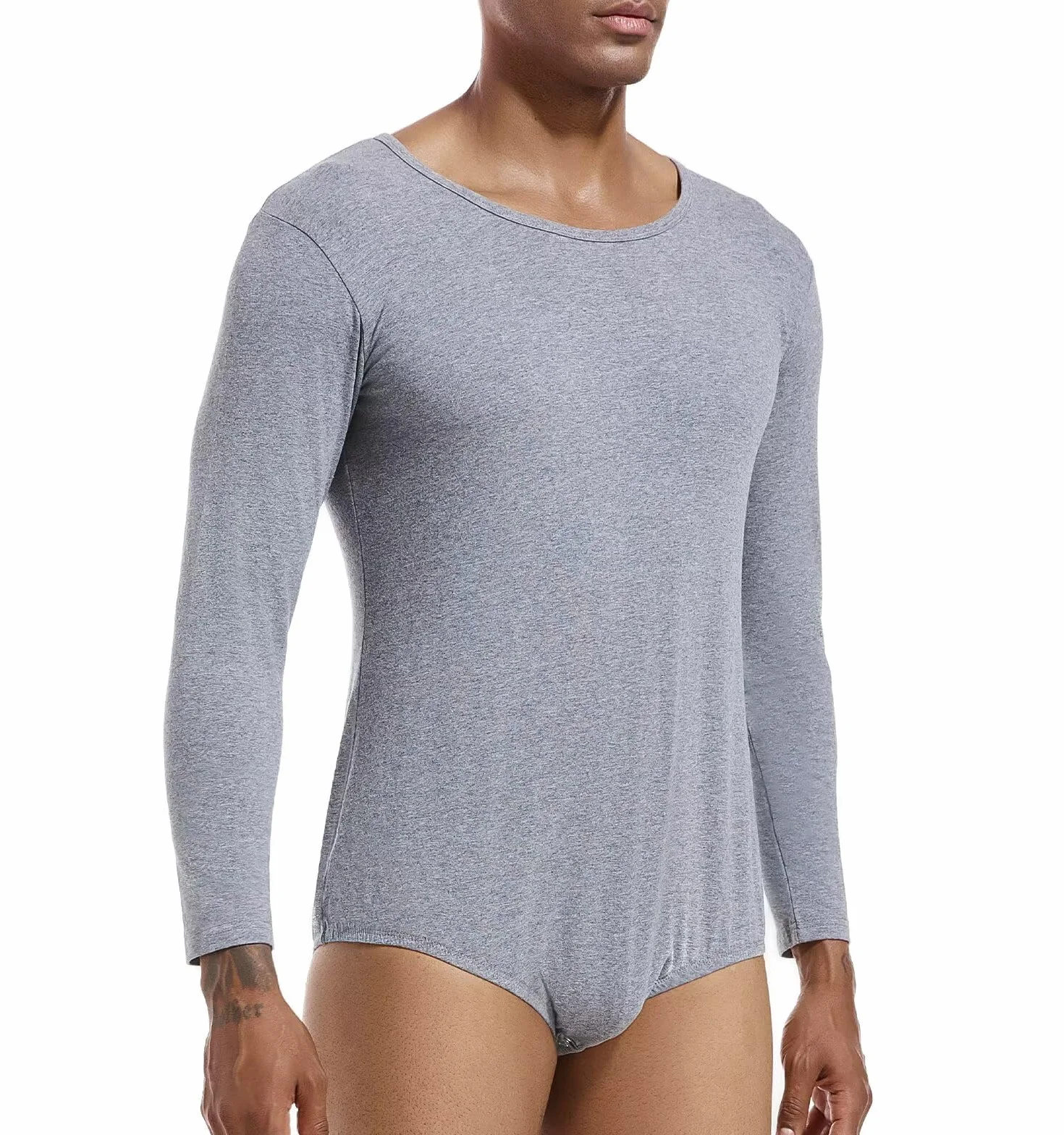 Landofgenie Mężczyźni Długi Rękaw Romper Pyżama Bodysuit One Piece Romper