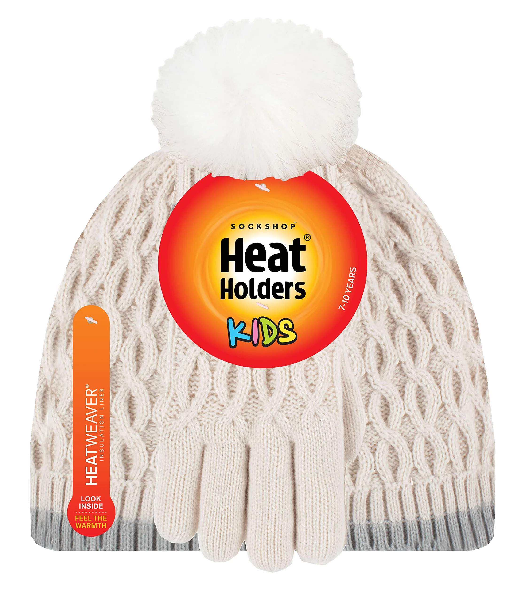Heat Holders - Dziewczęca czapka i rękawiczki z pomponem z izolacją termiczną | Kolorowe pastelowe style