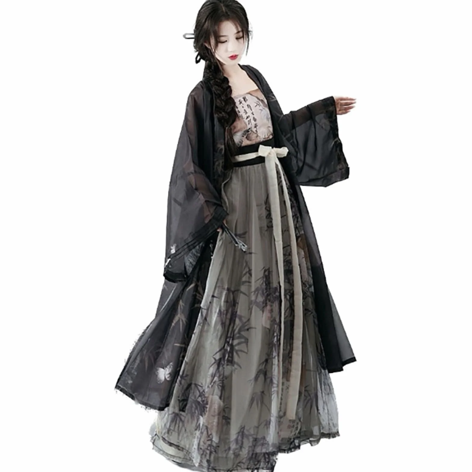 4XL Hanfu Sukienka Kobiety Piosenka Dynasty Nowoczesny Styl Oversized Cosplay Kostium Lato Czarny Hanfu Zestawy