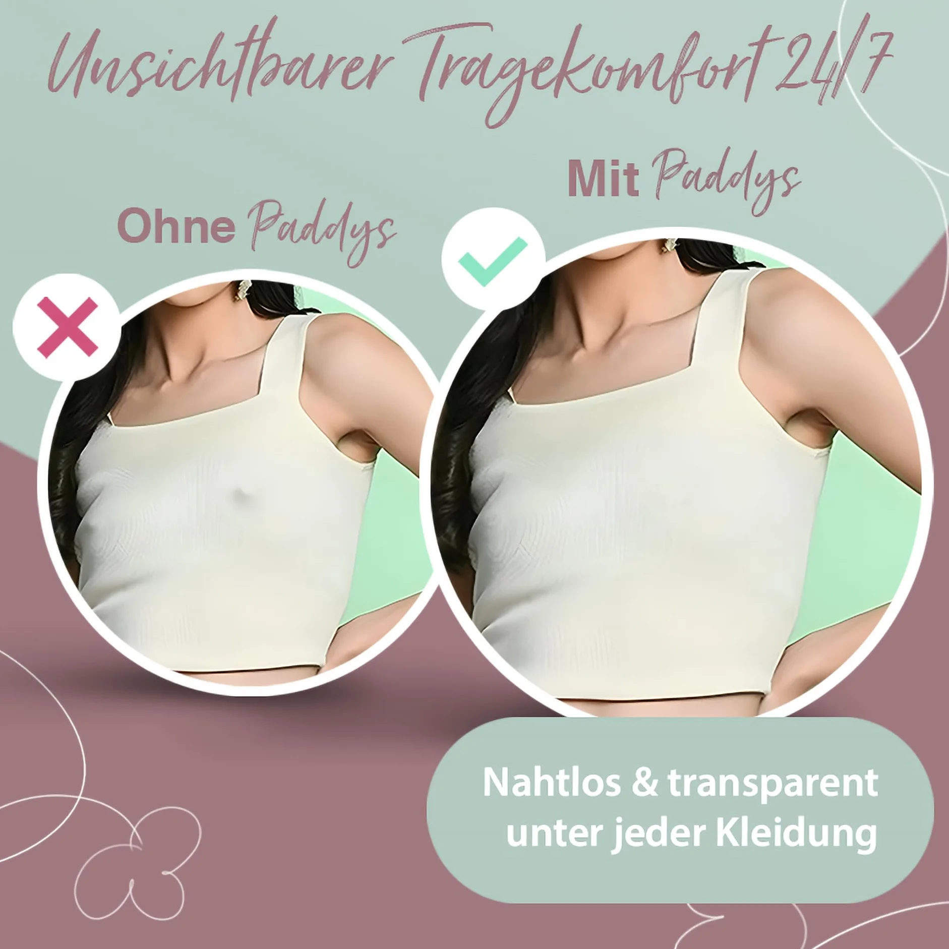 Theraline Paddys, przezroczyste podkładki na sutki, wielokrotnego użytku, Made in Germany, do każdego odcienia skóry, oddychające, w 100% z silikonu medycznego, do użytku na dzień i w nocy, 9 cm,
