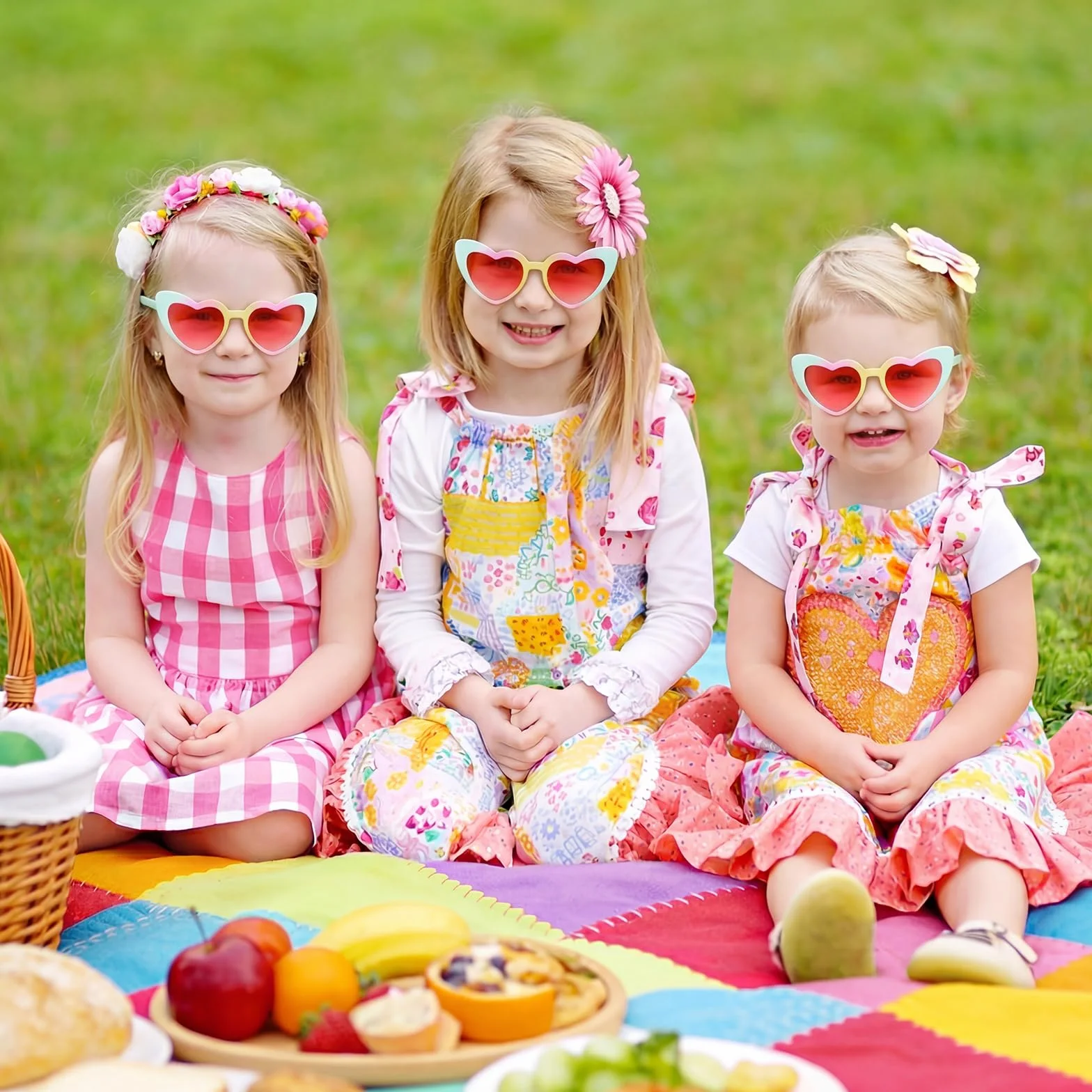 Hifot Dziecięce okulary przeciwsłoneczne dla dziewczynek, modne okulary przeciwsłoneczne w kształcie serca dla dzieci w wieku 3-8 lat, okulary w kształcie serca, okulary przeciwsłoneczne dla małych