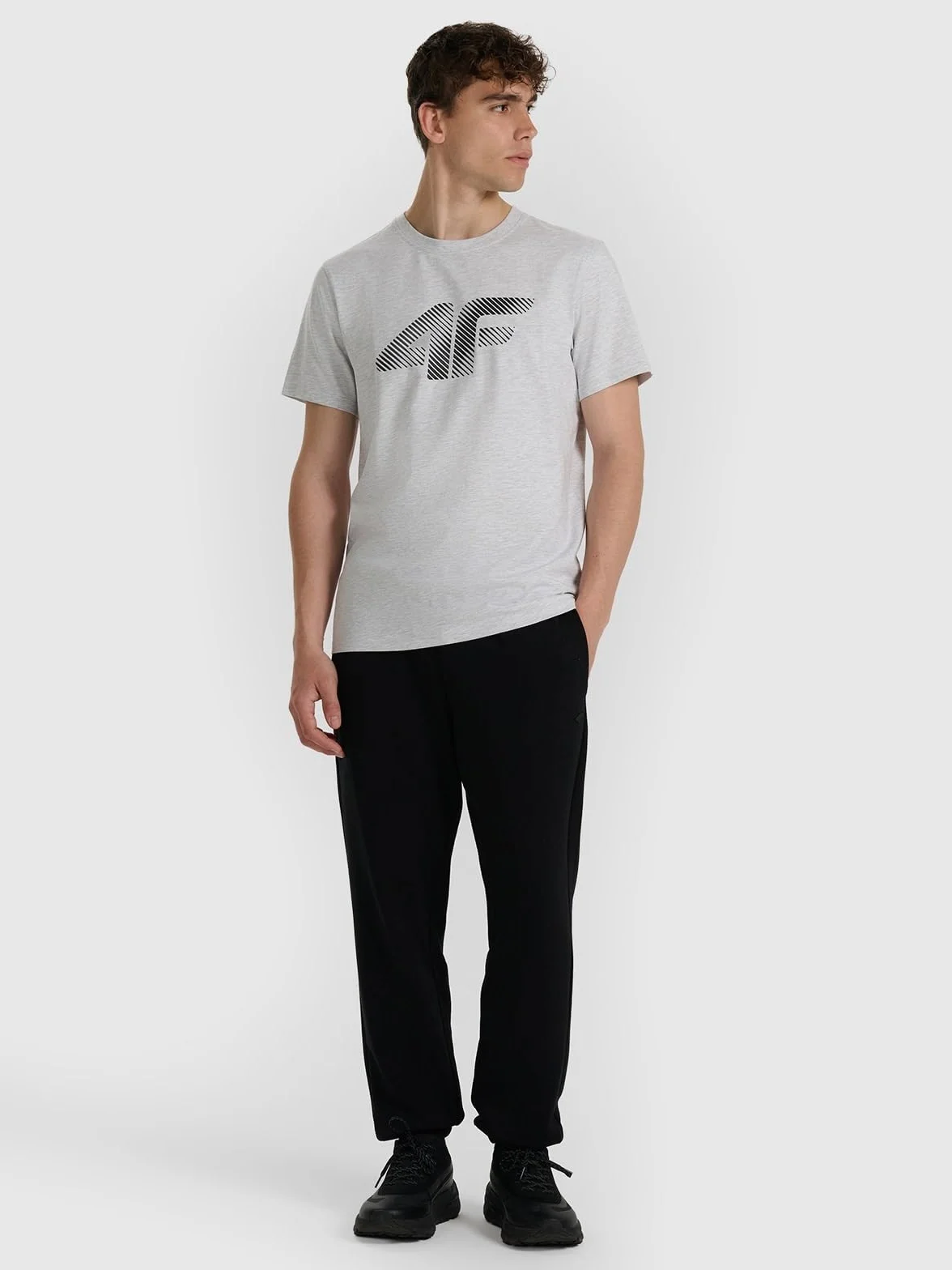 4F T-shirt regular z nadrukiem męski