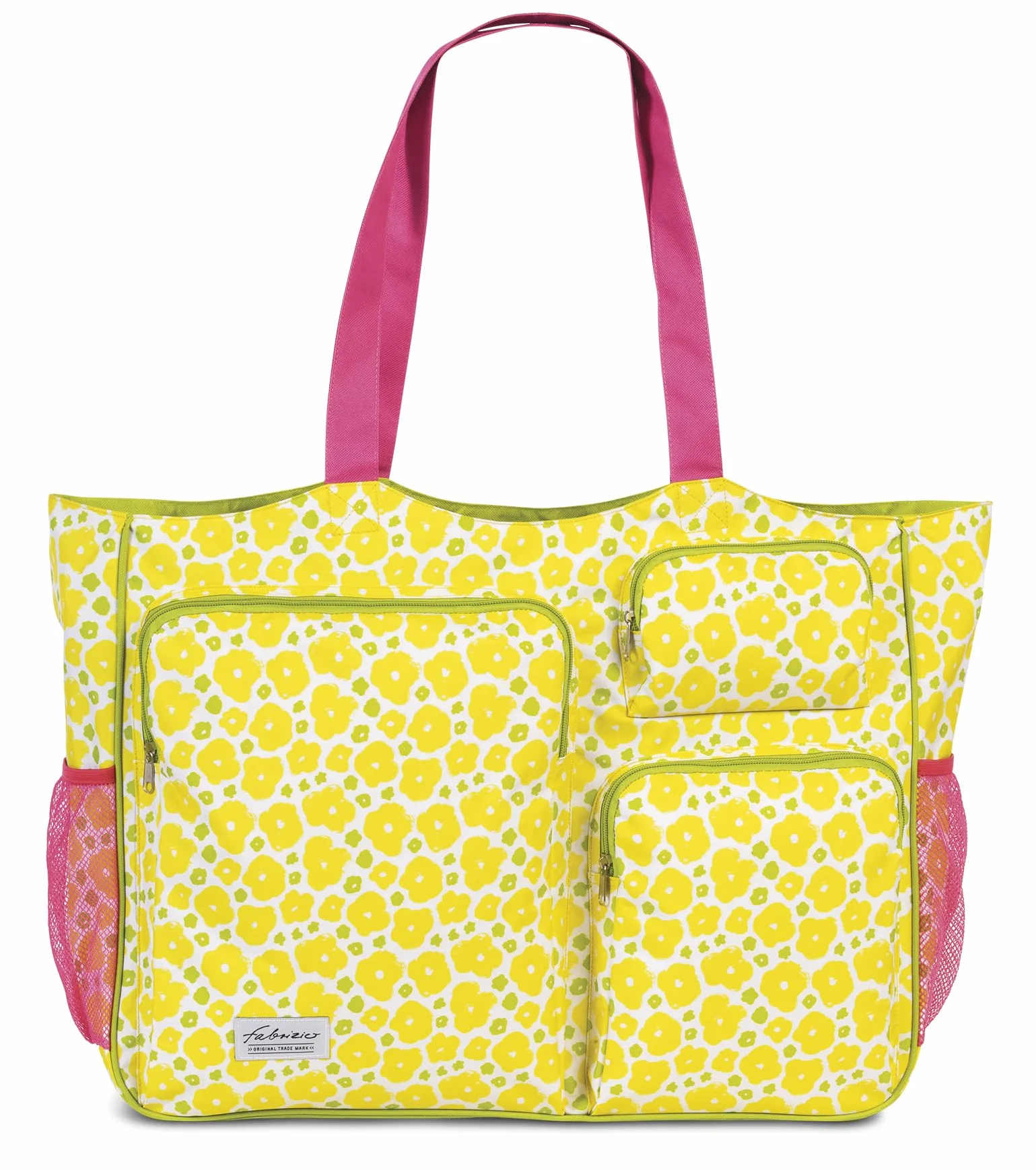 Fabrizio Bolsa de playa grande XXL, muchos bolsillos, para el tiempo libre, vacaciones, verano, con cremallera, amarillo, Maße: ca B 52 x H 43 x T 17 cm