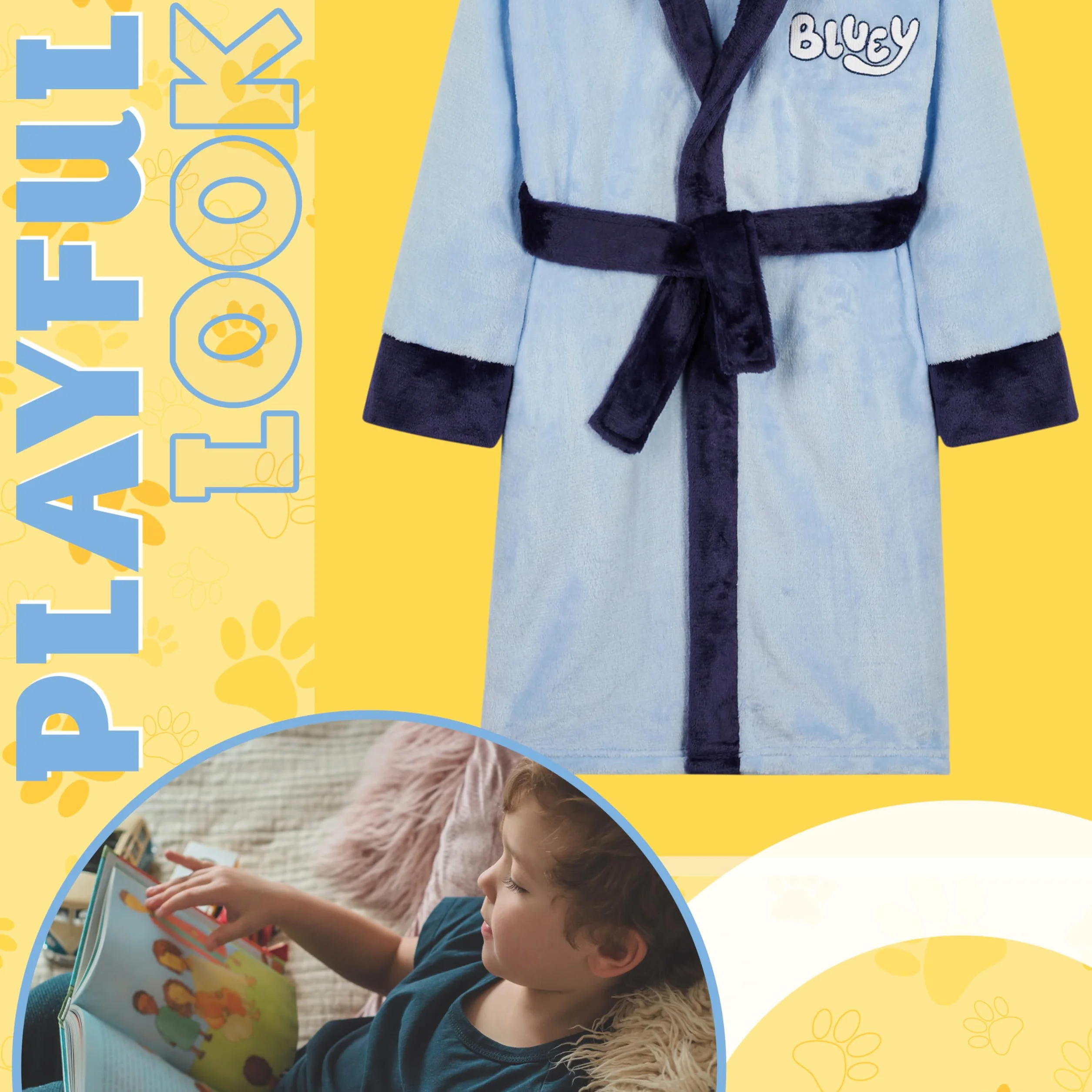 Bluey Szlafrok dla dzieci, rozmiary 18M-8Y z kapturem 3D, szlafrok polarowy, miękki szlafrok, odzież wypoczynkowa, prezenty dla dziewczynek