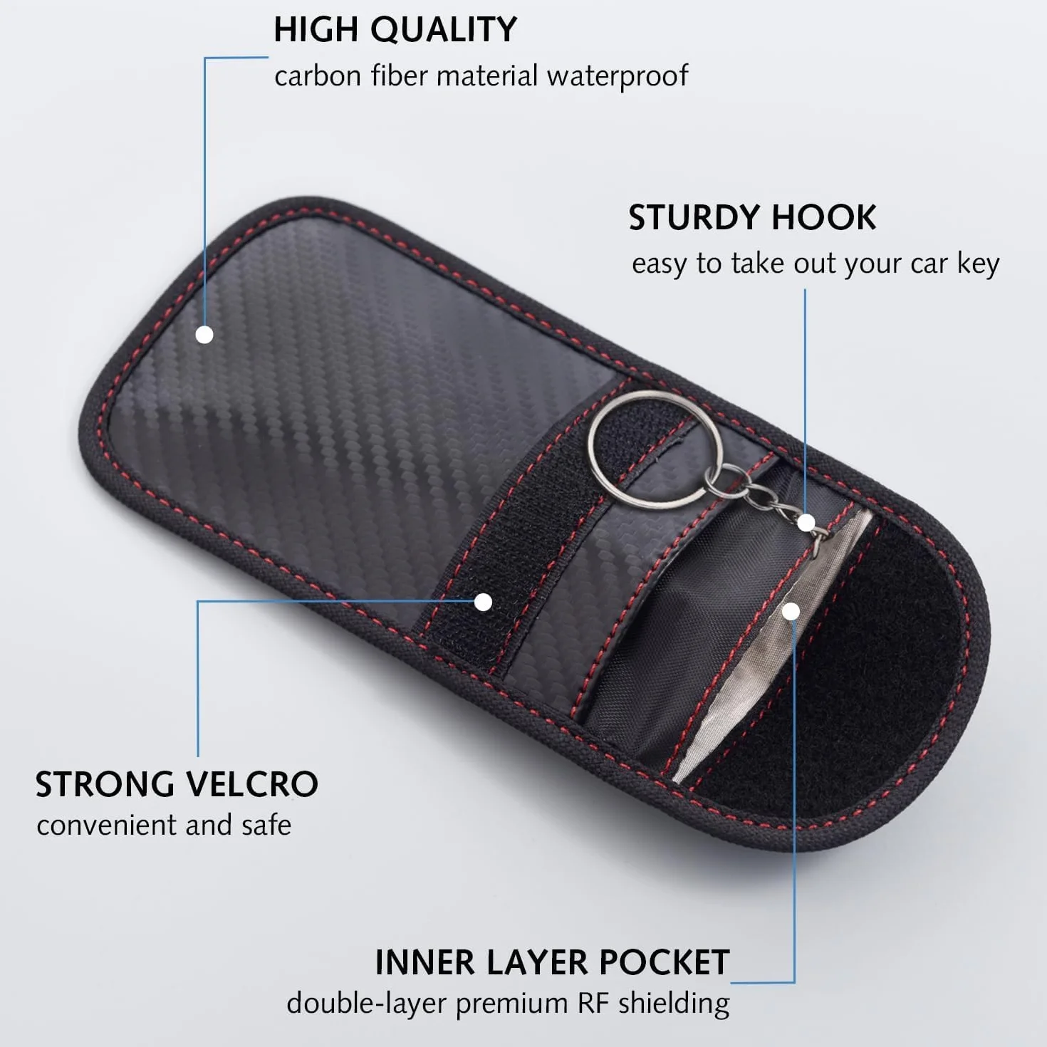 Faraday zestaw 2 sztuk etui na kluczyki samochodowe, blokada RFID, etui Faraday dla bezpieczeństwa samochodu, ochrona przed kradzieżą, zdalne wejście bez klucza, wejście na kluczyki samochodowe