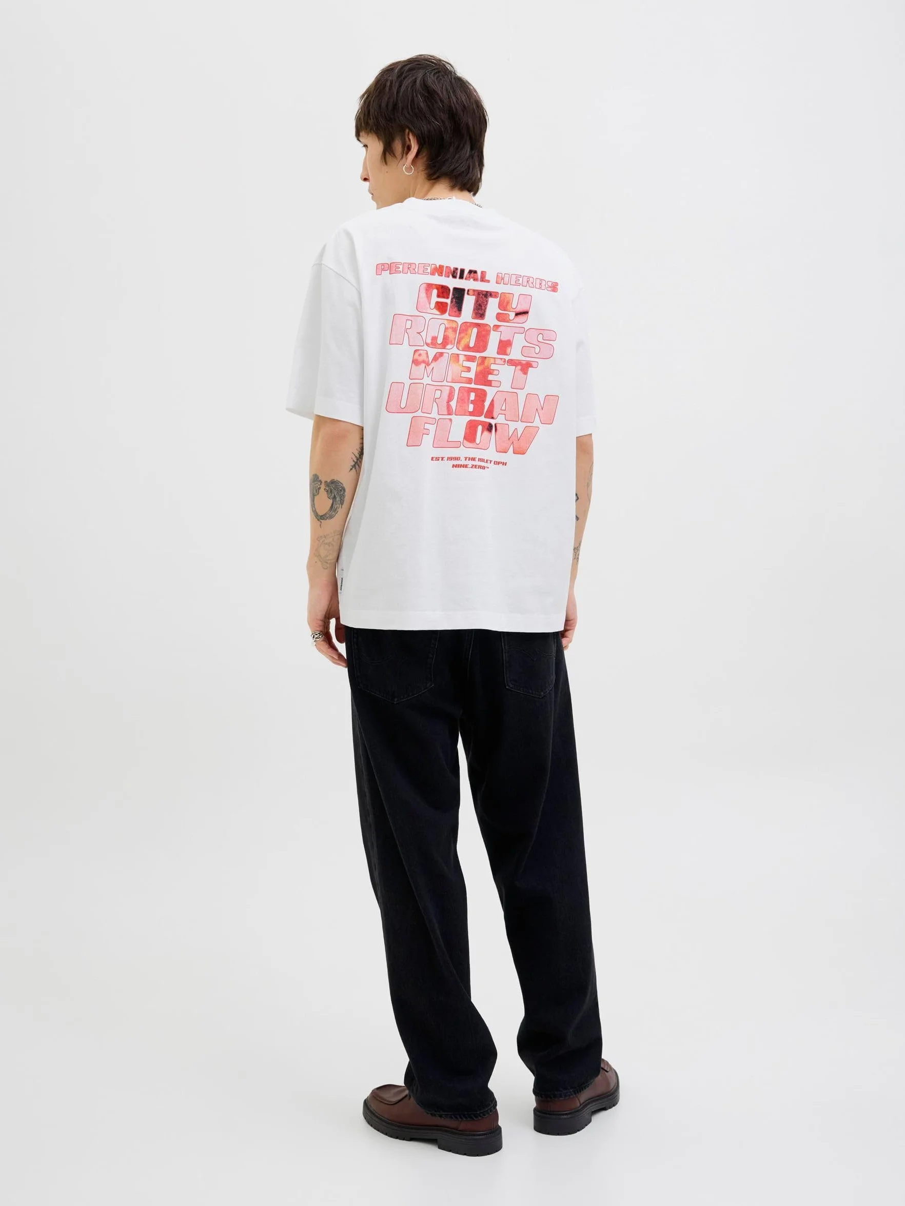 Jack & Jones Jcointerlude Floral Back Tee SS Crew, Bright White, L