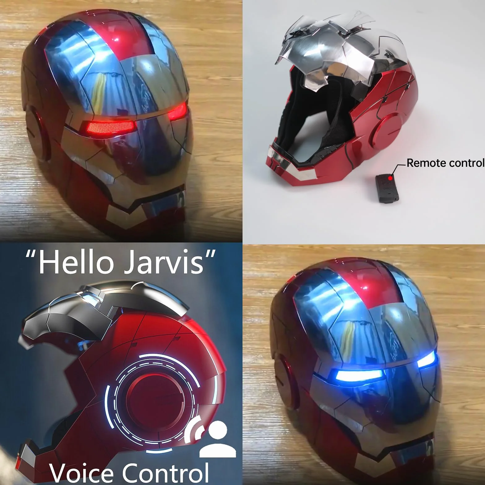 Iron-Man kask elektroniczny MarK 5 sterowanie głosem / wykrywanie otwierania/zamykania walizka pancerz z dźwiękami i diodami LED podświetlany do noszenia super bohater film 1:1 model rekwizyt