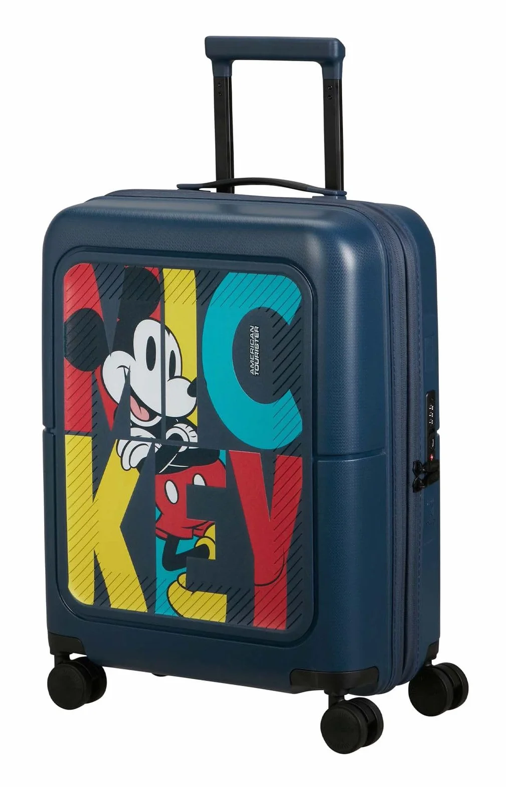 American Tourister Dashpop Disney - Bagaz Podreczny 55x40x20/23 cm, Rozszerzalna Walizka Kabinowa Twarda na Ryanair & Wiekszosc Linii, 41/47L, Mickey Pop Letters