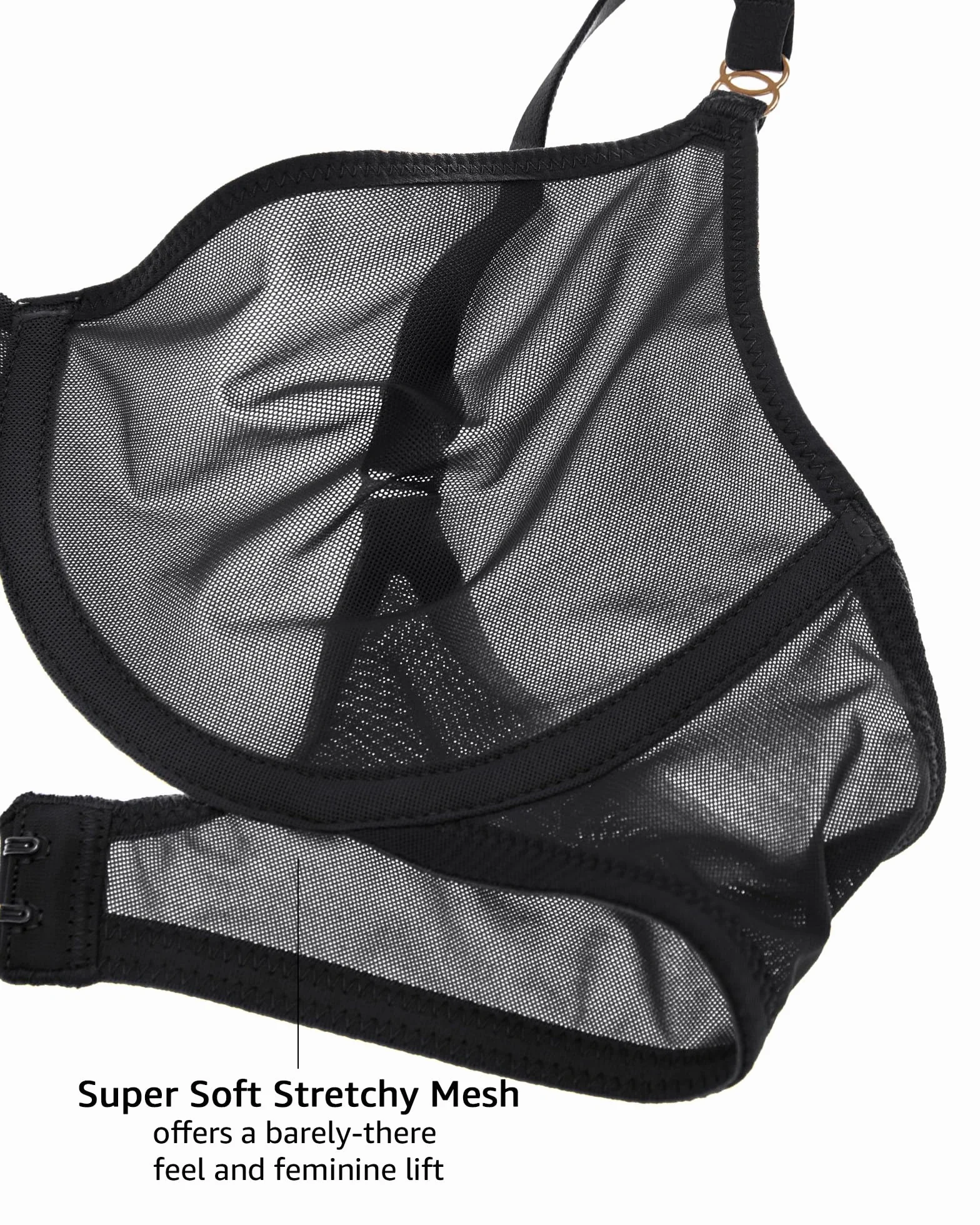 INLYRIC Biustonosz damski Cosnufy Sheer Balconette Demi Unlined Plunge Mesh Transparent Sexy Biustonosze Fiszbiny