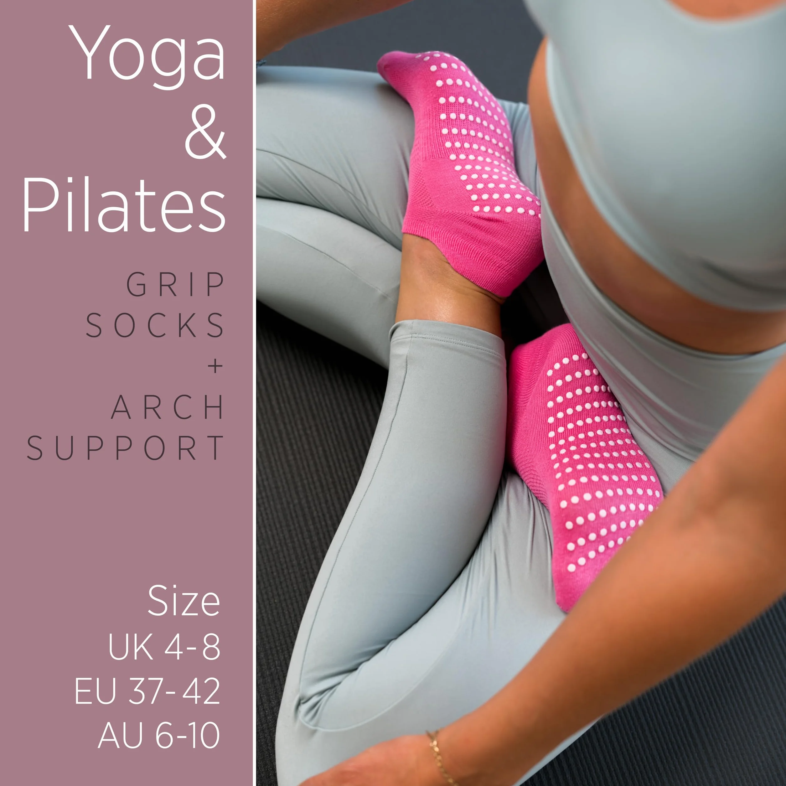 All Things Accessory 3 x opakowanie skarpet do jogi i pilatesu, do ćwiczeń walki, fitnessu, zumby, tańca, antypoślizgowe, do uprawiania sportu, unisex, z chwytem, UK 6-11 / EU 39-46 (niebieski/różowy/fioletowy)