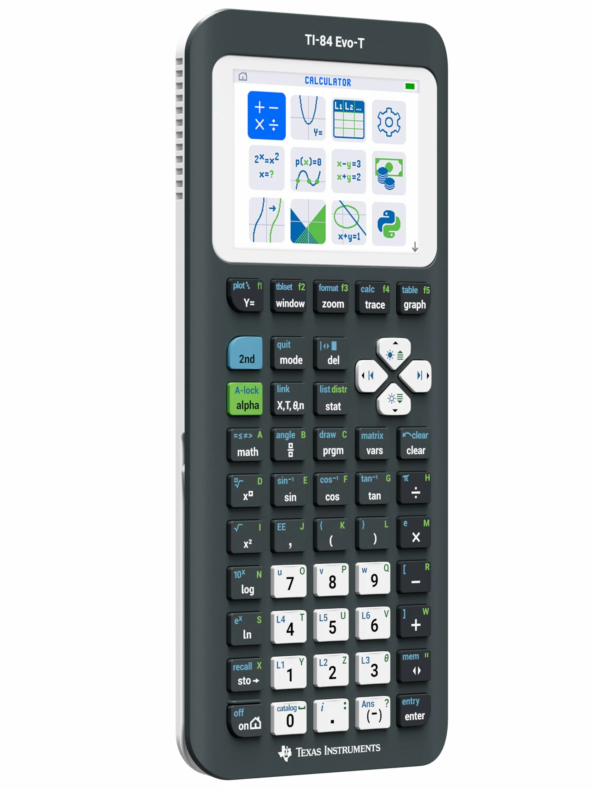 Texas Instruments TI-84 Evo-T kalkulator graficzny, obsługa Pythona, możliwość ponownego ładowania, USB-C, tryb kontrolny