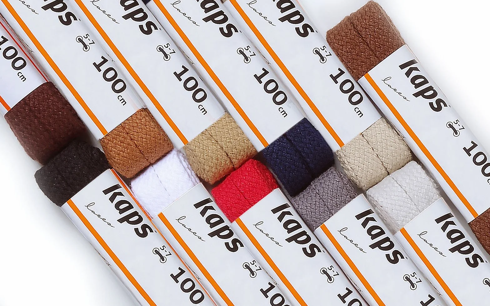 Płaskie Sznurówki Firmy Kaps - Wysokiej Jakości Wytrzymałe Sznurowadła, Wykonane w 100% z Bawełny, Do Obuwia Codziennego, Wyprodukowane w Europie, 1 para, Dostępne w Wielu Kolorach i Długościach