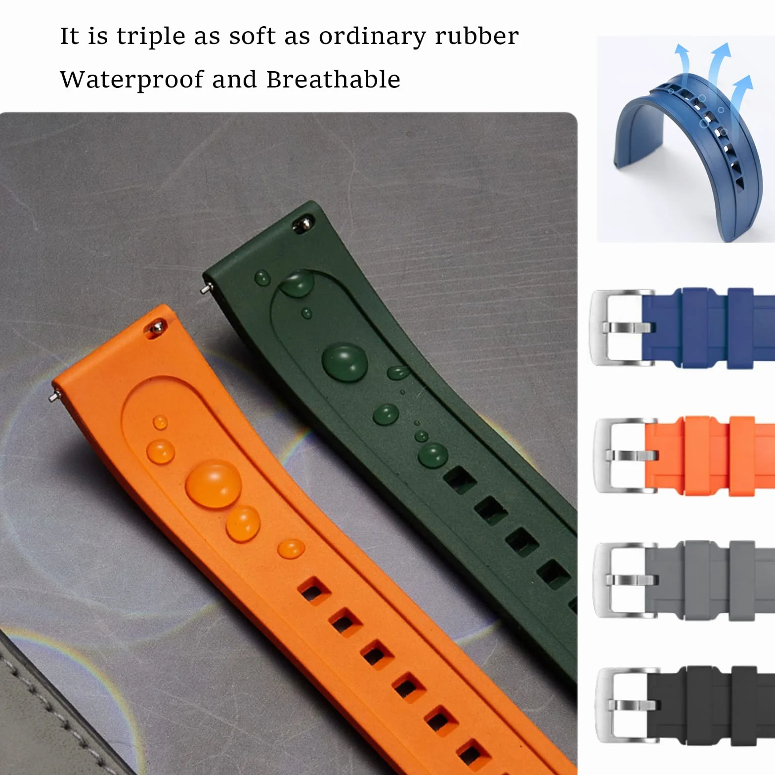 Pasek do zegarka Quick Release Fluorubber 19 mm 20 mm 21 mm 22 mm miękki trwały uniwersalny gumowy pasek zastępczy FKM dla mężczyzn i kobiet