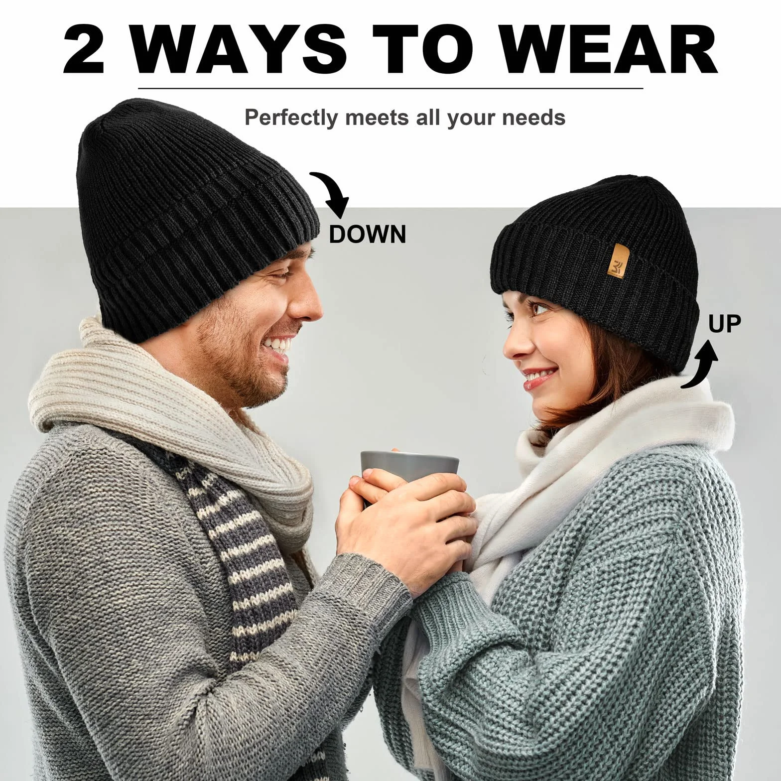 Męska Czapka Zimowa na Zimę, Thinsulate Ocieplenie i Wiatroszczelna Wełniana Beanie, Unisex Ciepła Strickmütze dla Kobiet i Mężczyzn