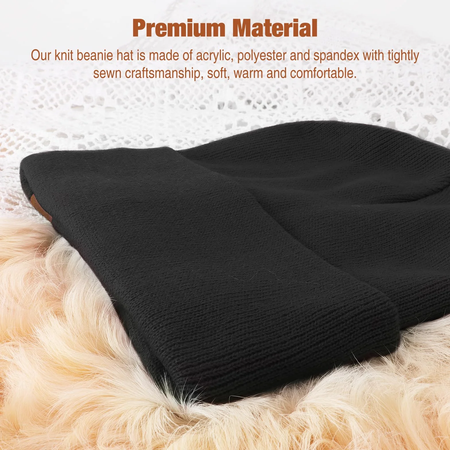 DRESHOW Dzianinowa Czapka Beanie z Satynowa Podszewka Czapki Zimowe dla Kobiet Mężczyzn Miękka Ciepła Zimowa Czapka z Daszkiem Unisex