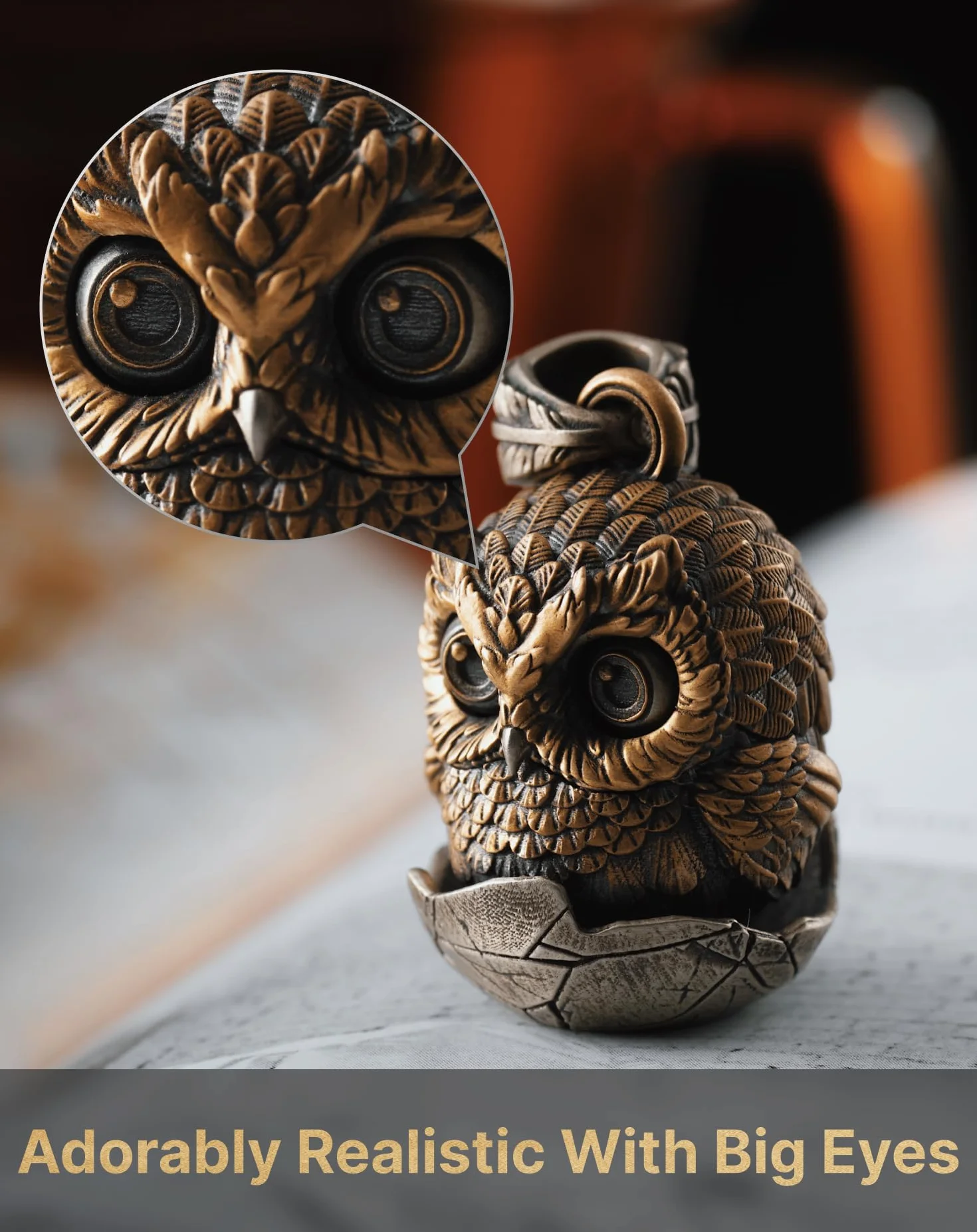 COPPERTIST.WU Sowa Fidget wisiorek do naszyjnika sowa mrugająca zawieszka biżuteria zawieszka dla mężczyzn i kobiet, mosiądz i biały brąz, Mosiądz i brąz