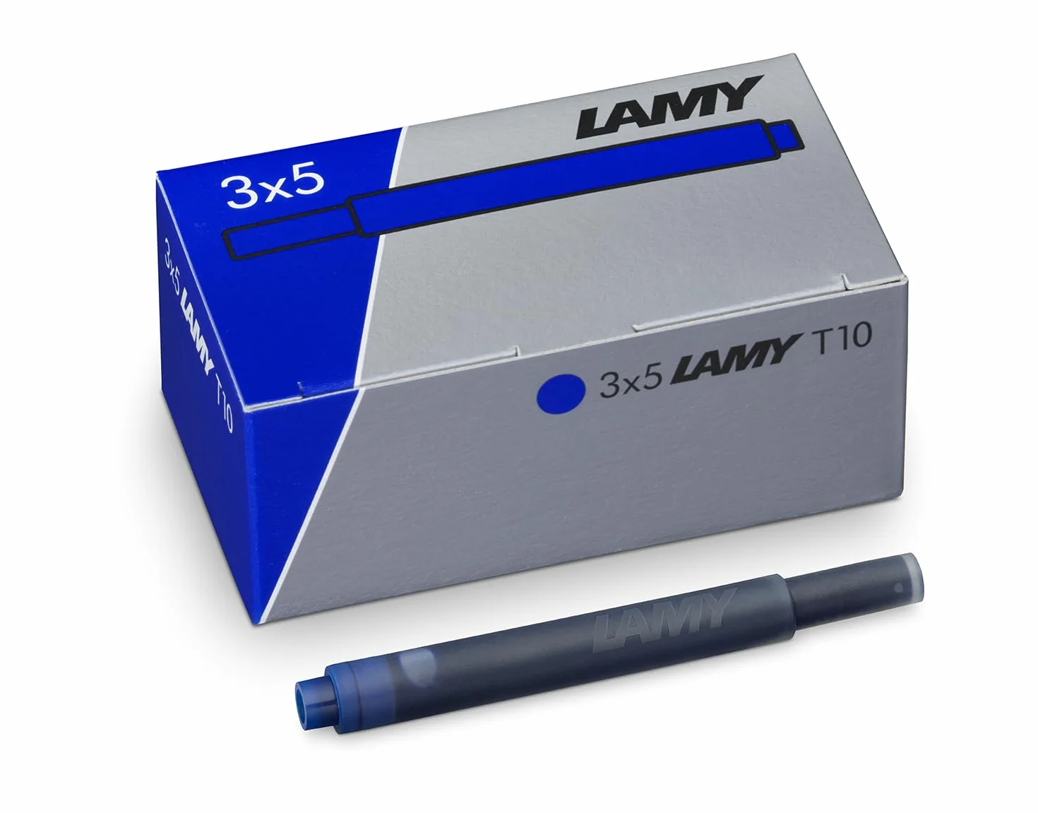 LAMY T10 zestaw 3 wkładów atramentowych z dużym zapasem atramentu, odpowiednie do wszystkich modeli piór wiecznych Lamy Cartridge o pojemności 1,25 ml, 5 sztuk w opakowaniu, kolor niebieski