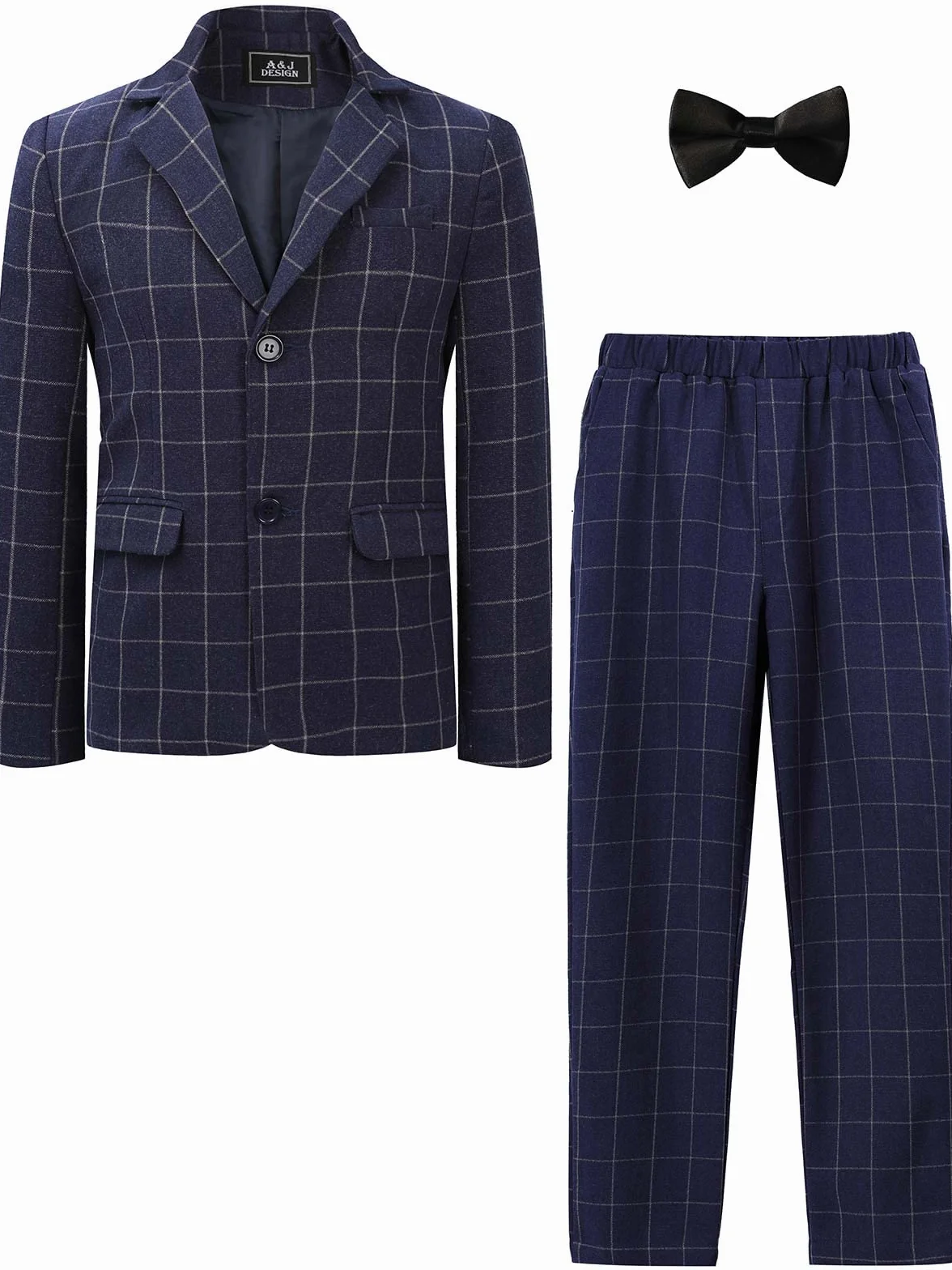 mintgreen Chłopcy Garnitur Blazer 2PCS Formalna Ślub Stroje Projekt + Spodnie + Bowtie 5-12 Lata