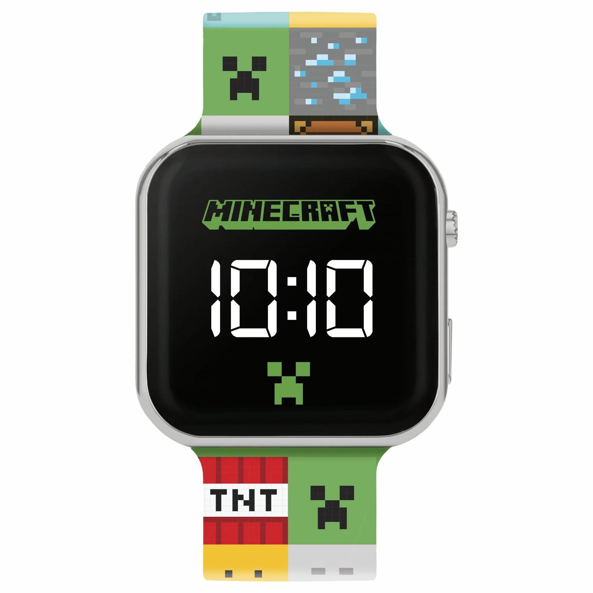 Minecraft Dzieci LED cyfrowy kolorowy wielokolorowy silikonowy pasek zegarek MIN4272, Wielokolorowy, Pasek.