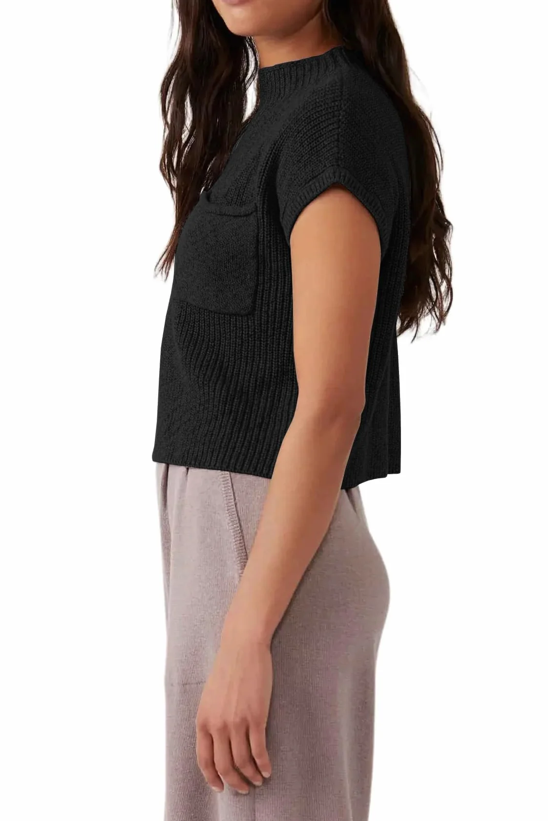 Saodimallsu Damski T-shirt sweter letni krótki rękaw sweter z dzianiny górna część okrągły dekolt lekki sweter z dzianiny basic topy koszulka koszulka z kieszenią
