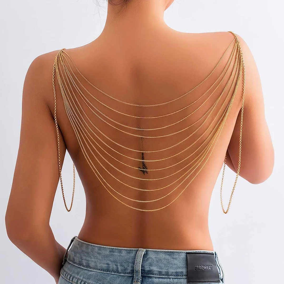 Cubahop Metal Tassel Chain Shoulder Chain Body Bra Sexy Bikini Body Jewelry Chain Women and Girl