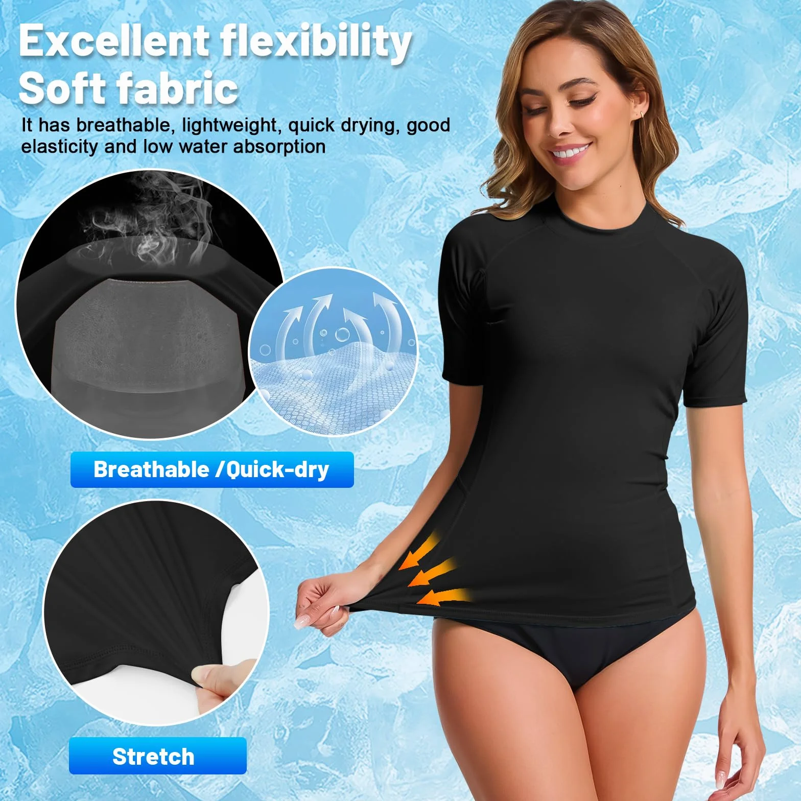 MEETWEE Damski kostium kąpielowy Surf Rash Guard ochrona przed słońcem ochrona przed promieniowaniem UV koszulka UPF 50+, krótki rękaw, szybkoschnąca, do sportów wodnych