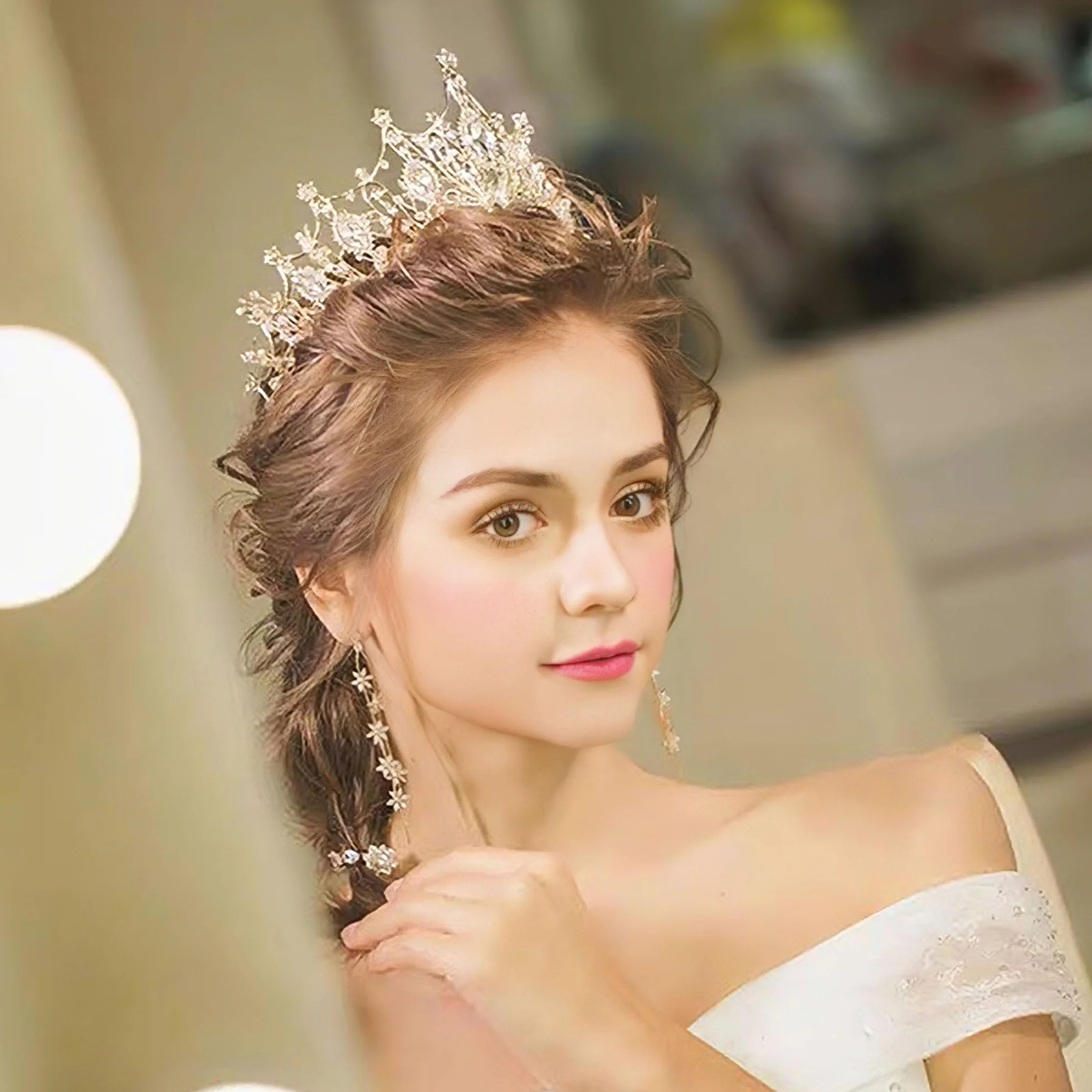 Diadem księżniczki, barokowa korona królowej, diadem dla panny młodej, Kostium świąteczny, cosplay, udekorowaćna wesele, uroczystości, różowe złoto
