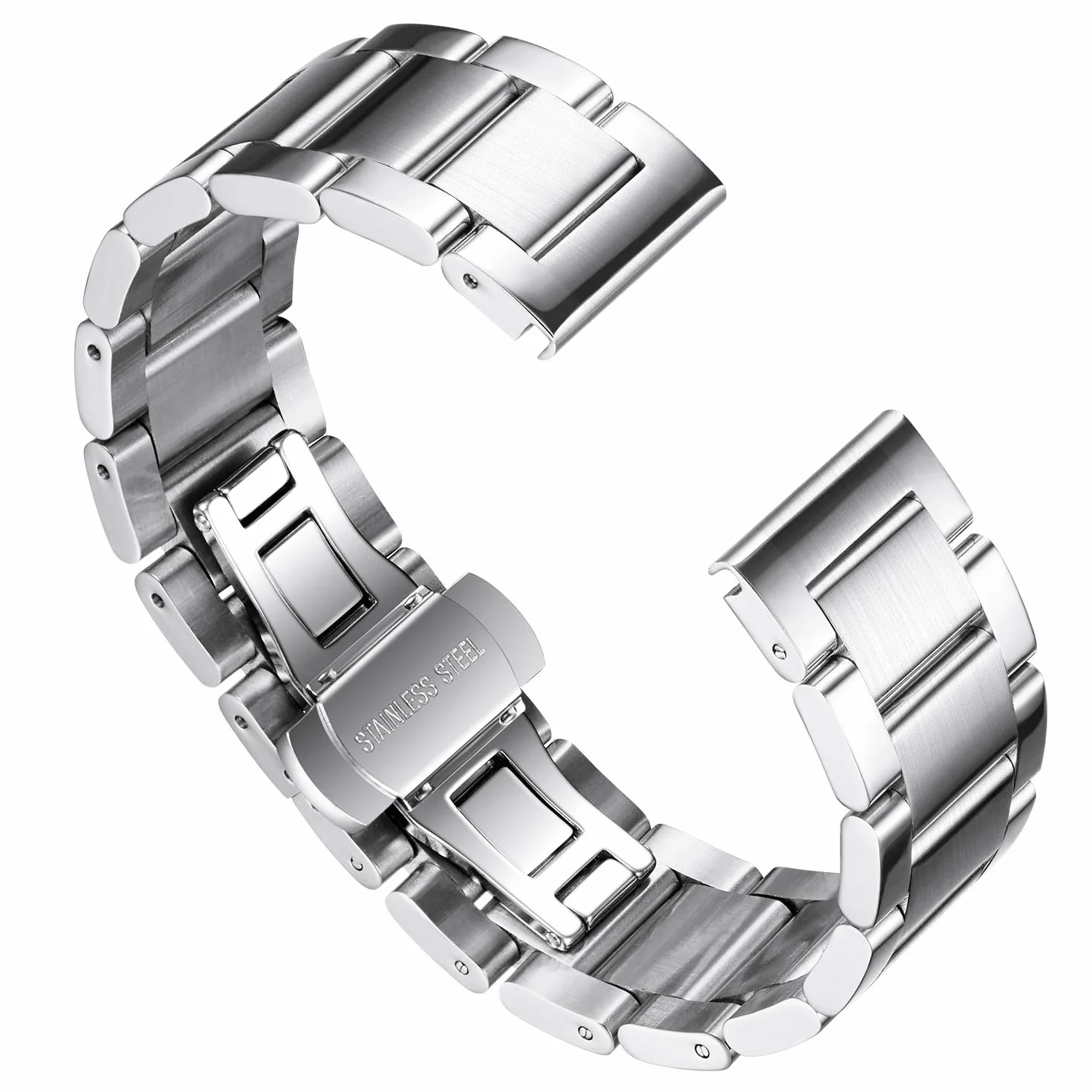 BINLUN Paski do Zegarków Stali Nierdzewnej Grube Ciężkie Metalowe Bransolety do Zegarków Polerowan Matow Szczotkowane Dla mężczyzn Kobiet 16/18/20/21/22/23/24/26mm