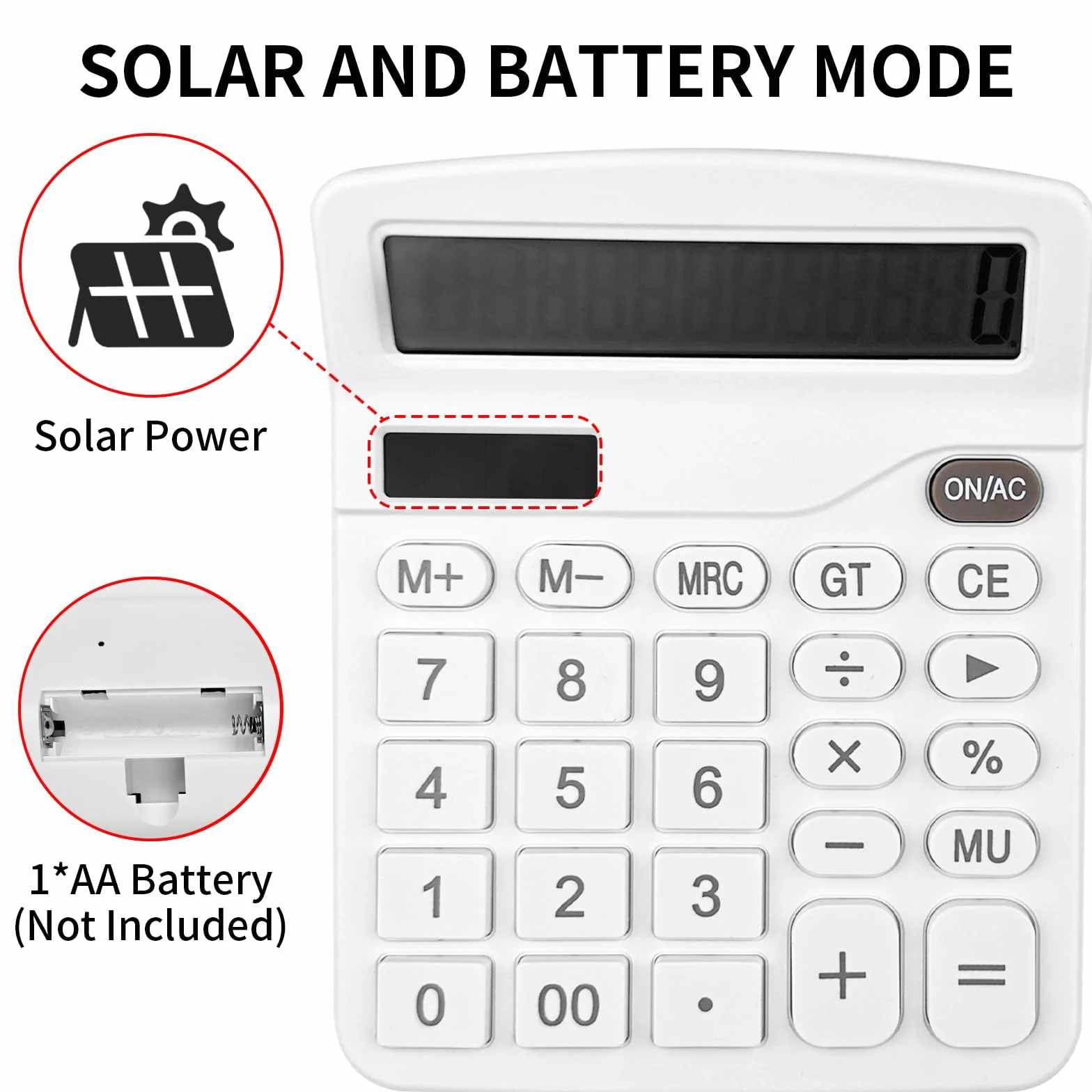 Newaner Kalkulator, kalkulator stołowy z 12-cyfrowym dużym wyświetlaczem LCD, funkcja mini kalkulatora, kalkulator stołowy z dużymi przyciskami, do biura, domu i szkoły, biały