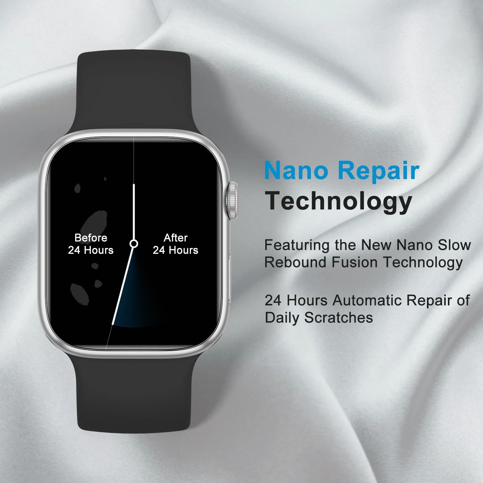 Mugust Folia ochronna do zegarka Apple Watch Series SE3/SE2/SE/6/5/4, 44 mm, elastyczny TPU, do iWatch 44 mm, ochrona wyświetlacza bez pęcherzyków powietrza, miękka folia HD przezroczysta na