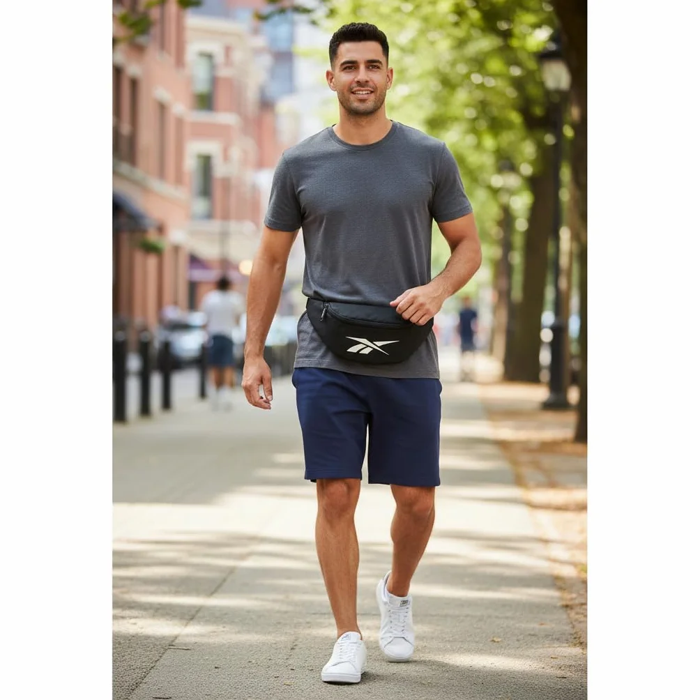 Reebok Malden torby na ramię, torby sportowe, rozmiary i modele, różne przegrody, poliester, firmy Joumma Bags, Czarny (Black), 34 cm x 12.5 7.5, duża nerka