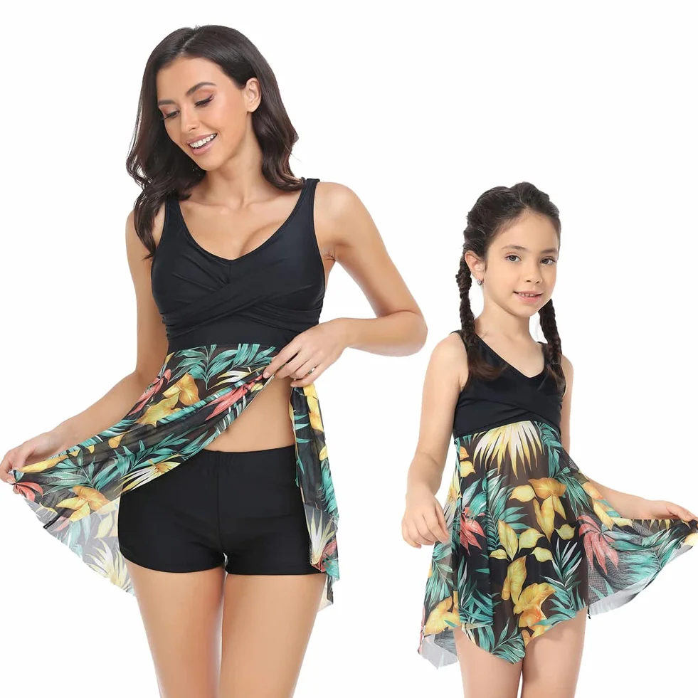 Family Pasujące stroje kąpielowe dla mamy i córki, tankini, moda kąpielowa z szortami, ojciec, syn, strój kąpielowy, dla kobiet, dziewcząt, strój kąpielowy, dla mężczyzn i chłopców