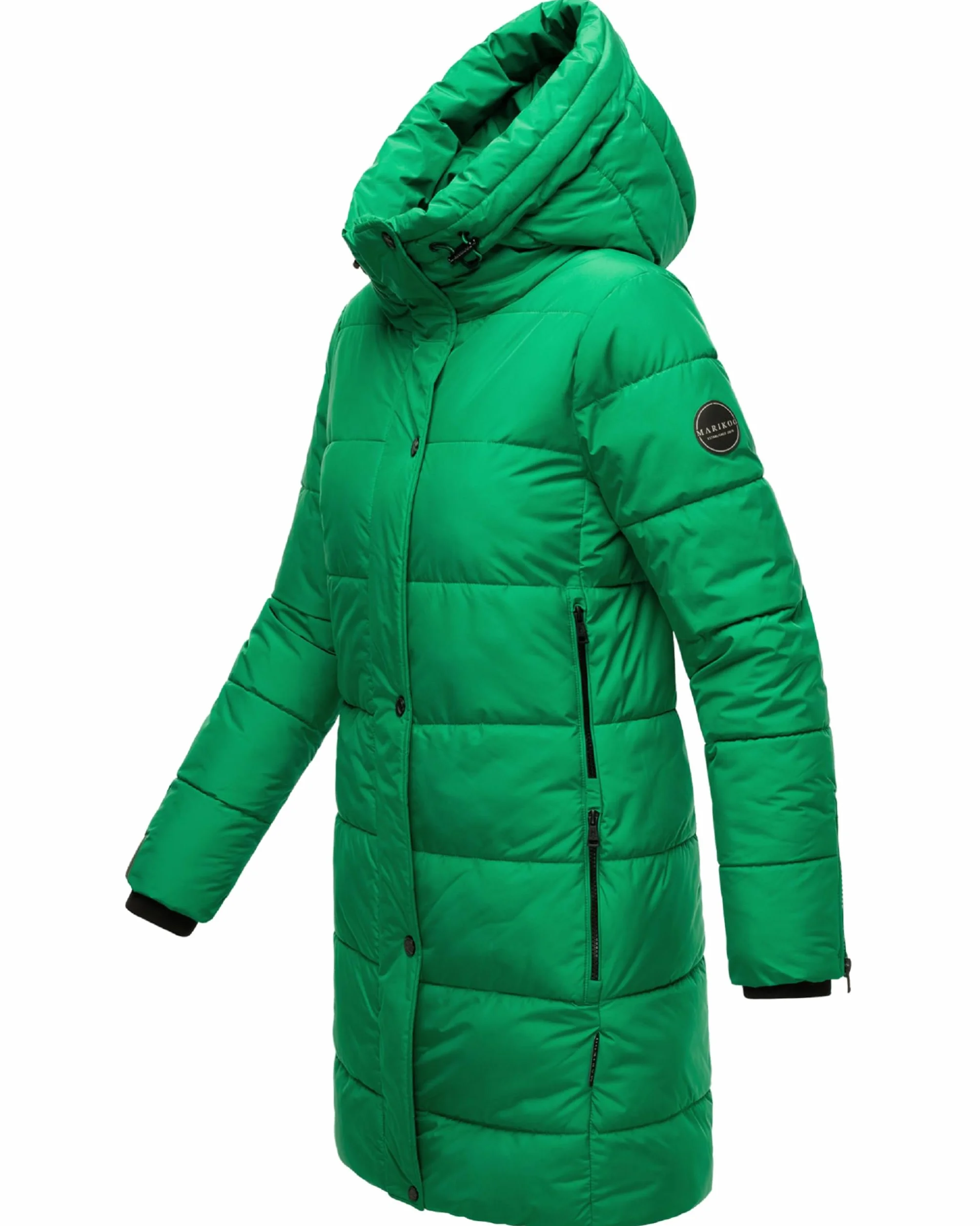 MARIKOO Damski płaszcz zimowy ciepły płaszcz pikowany długi z kapturem Karumikoo XVI XS-3XL